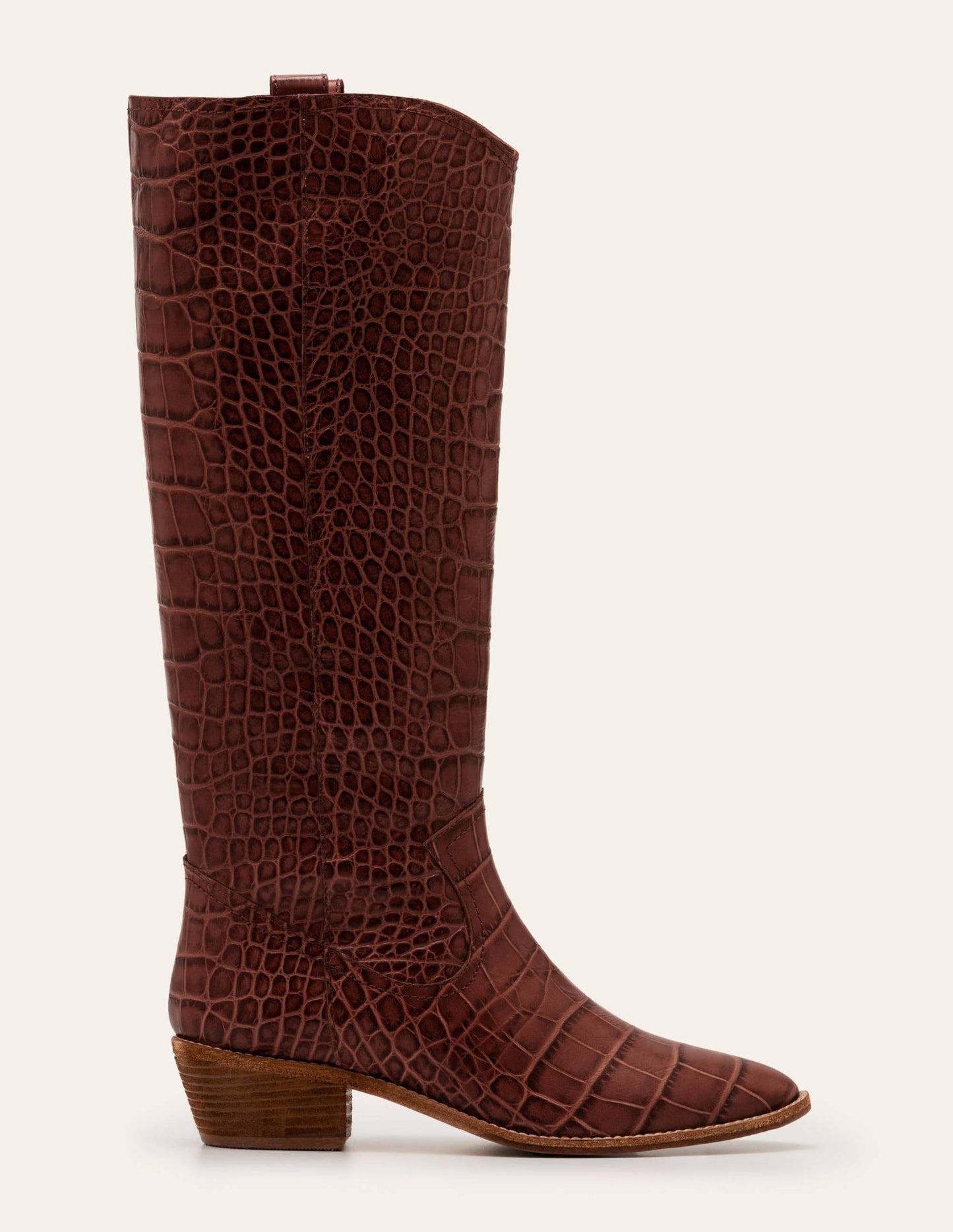 Allendale Knee High Boots-Mahogany Croc