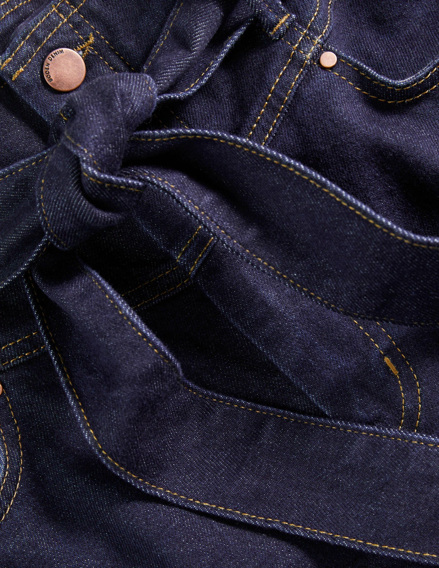 Tie Detail Wide Leg Jeans-Indigo