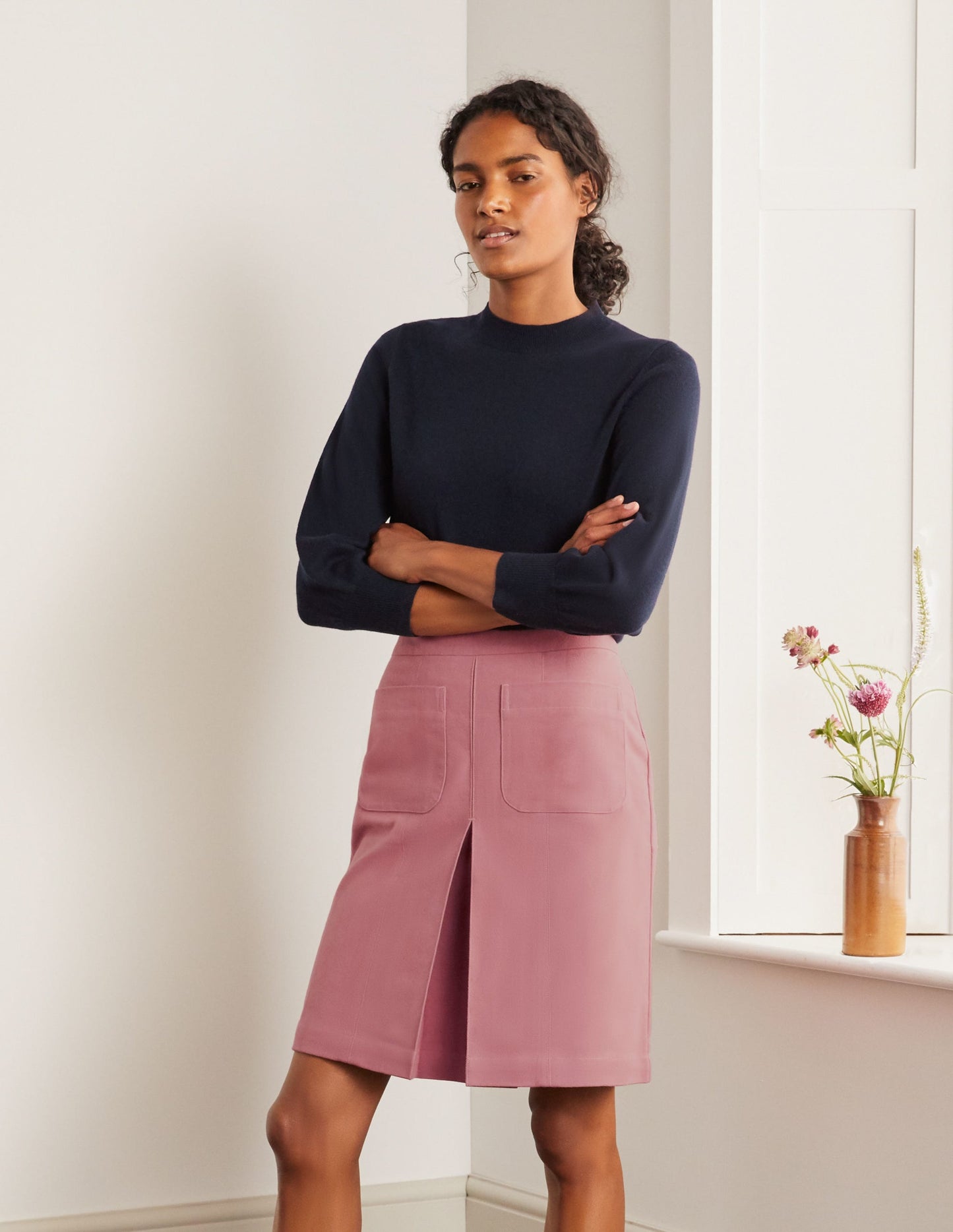 Auria Moleskin Skirt-Dusty Rose