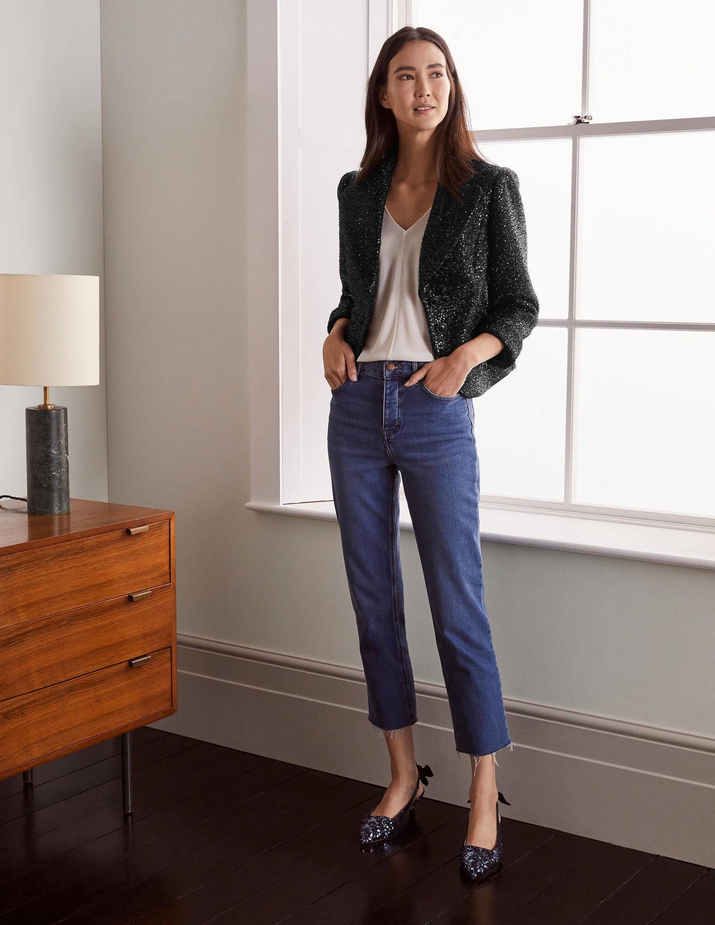 Imelda Sequin Jacket-Black Sequin
