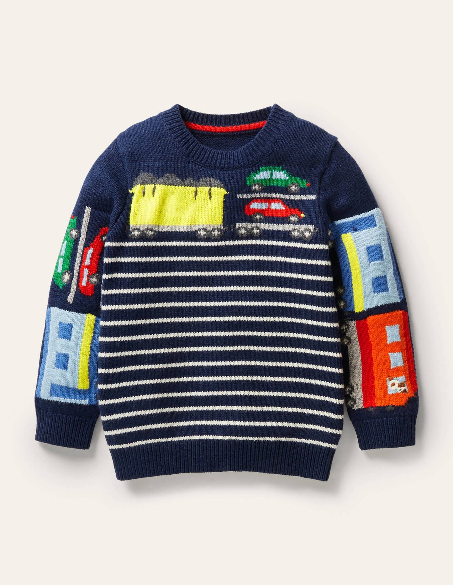 Graphic Crew Jumper-College Navy Trains