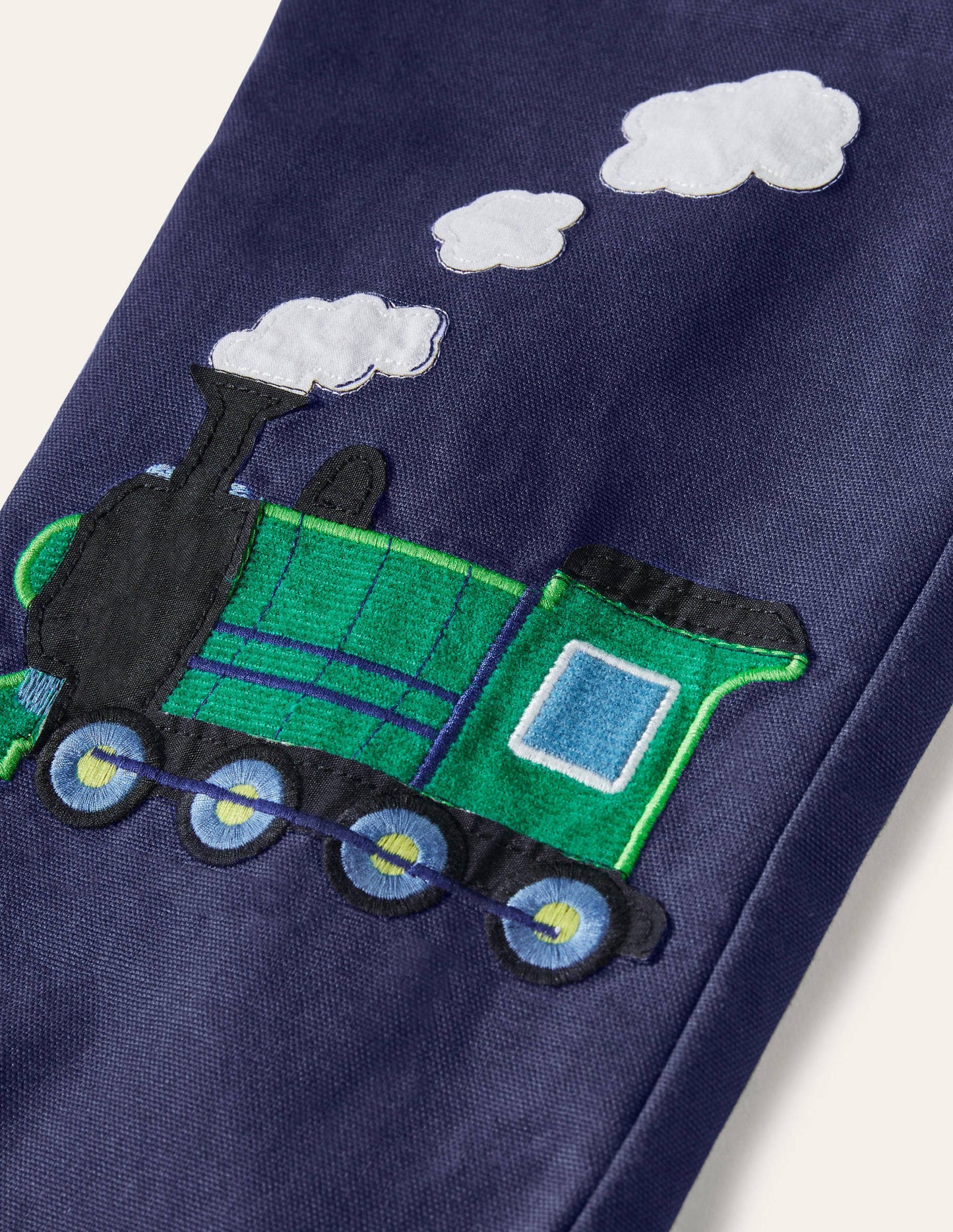 Appliqué Pull-on Trousers-Starboard Blue Trains