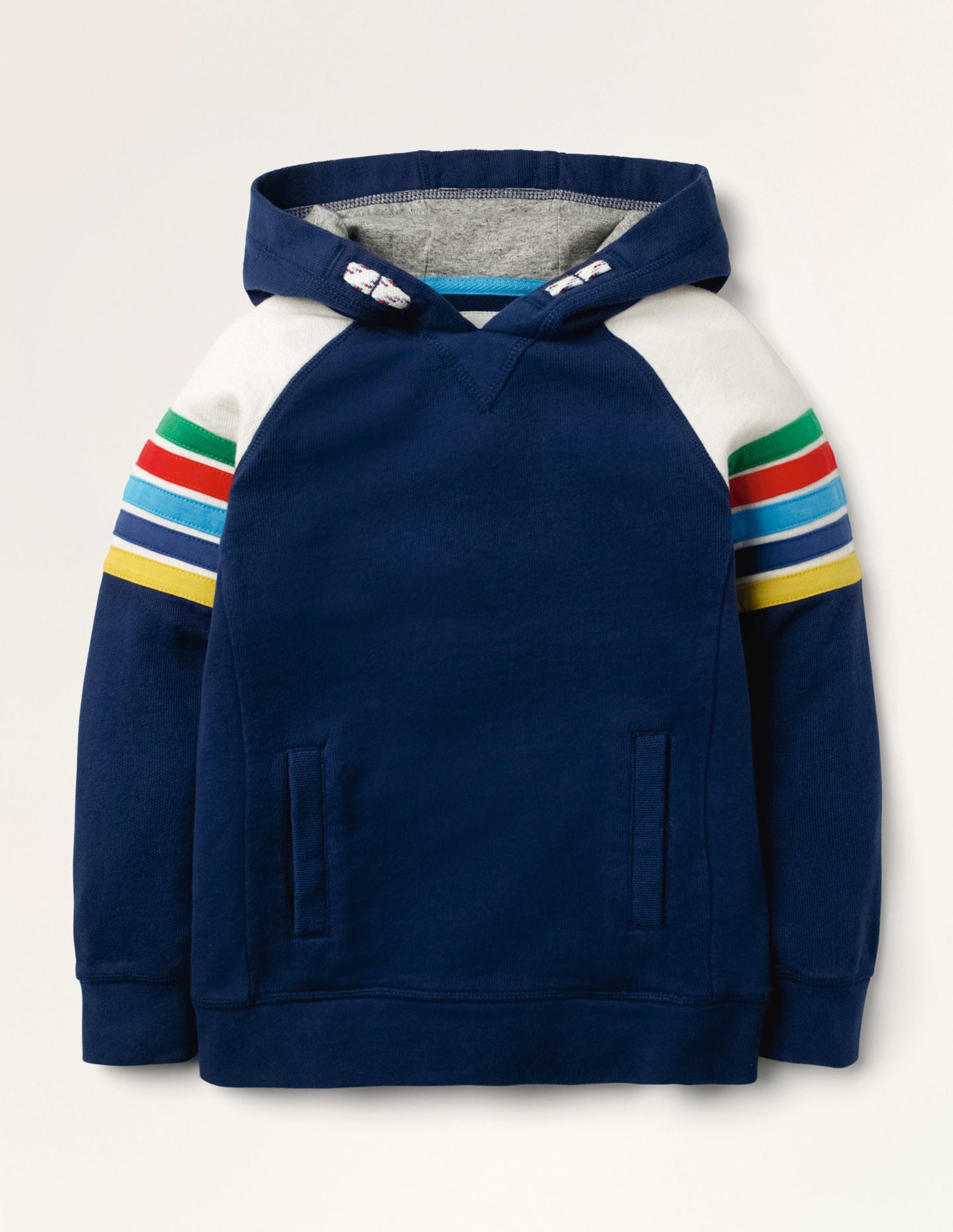 Rainbow Stripe Hoodie-College Navy Rainbow
