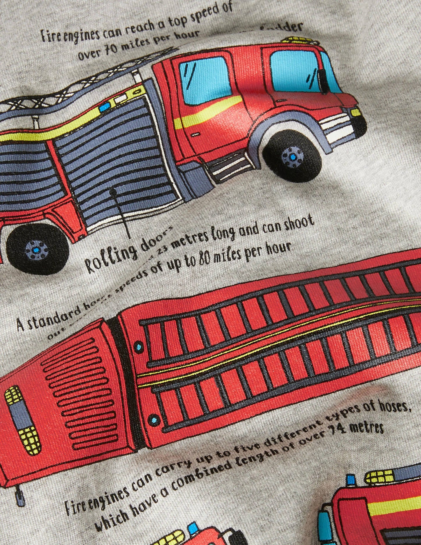 Educational Vehicle T-shirt-Grey Marl Fire Engine
