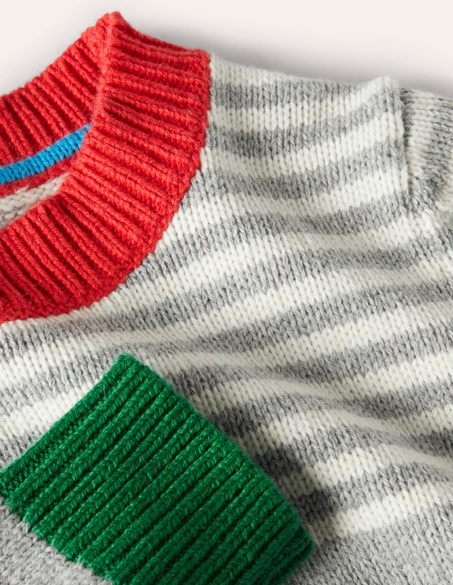 Colourblock Crew Jumper-Grey Marl/Ivory