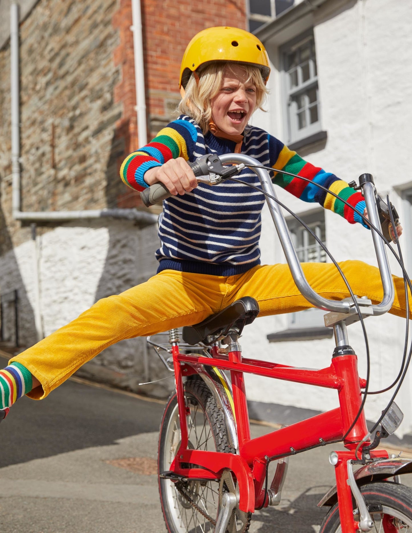 Colourblock Crew Jumper-College Navy/Rainbow
