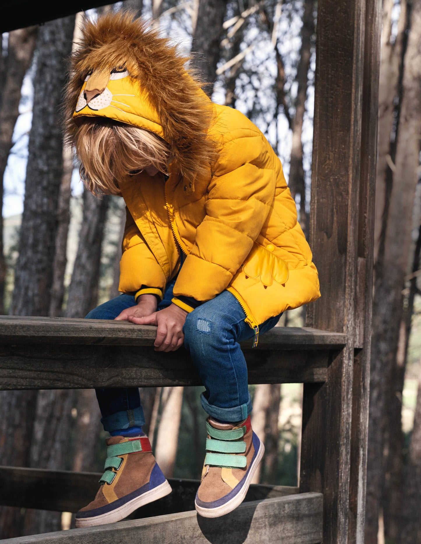 Fun Lion Padded Jacket-Honeycomb Yellow Lion