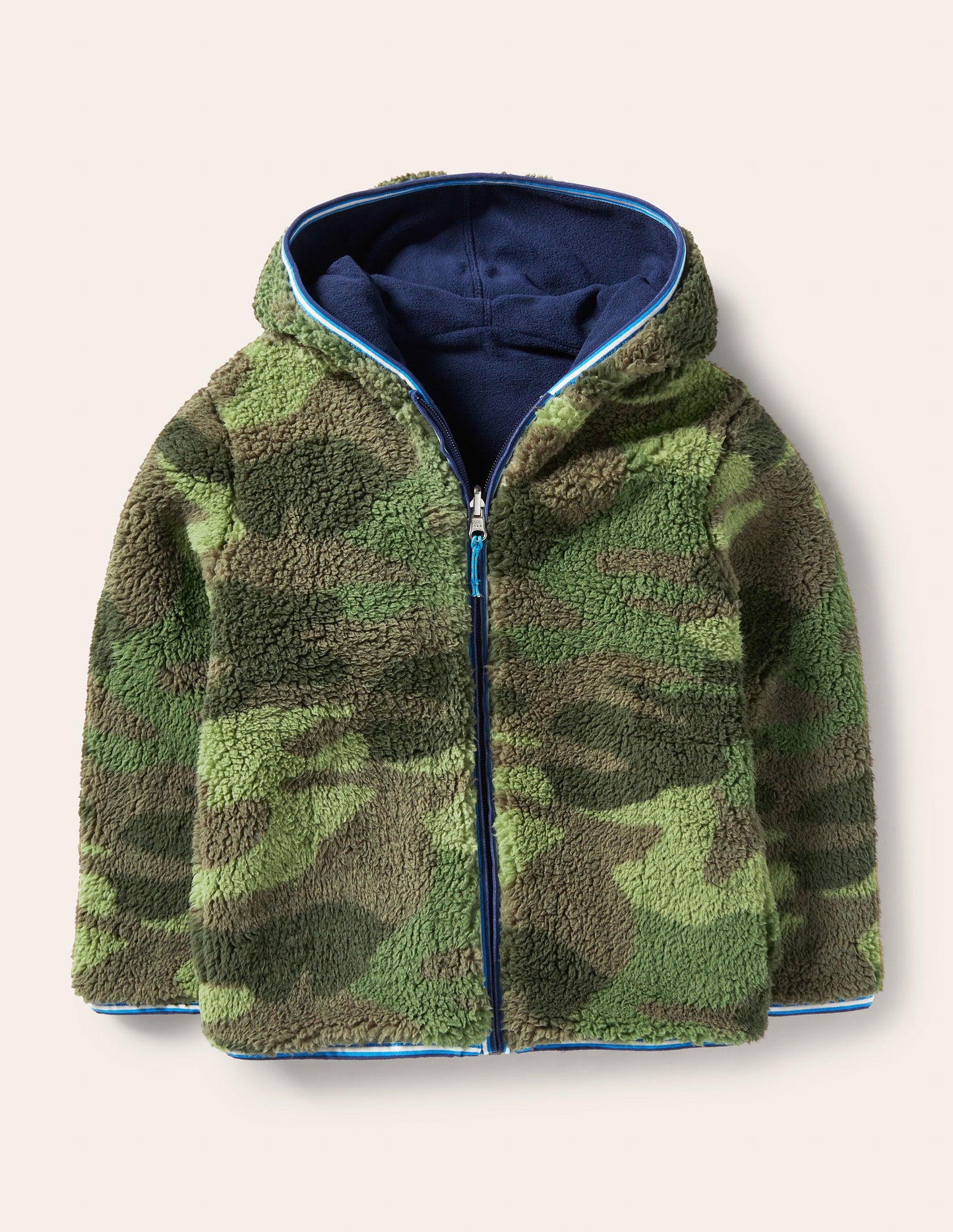 Cosy Reversible Zip-up Hoodie-Dark Khaki Camo