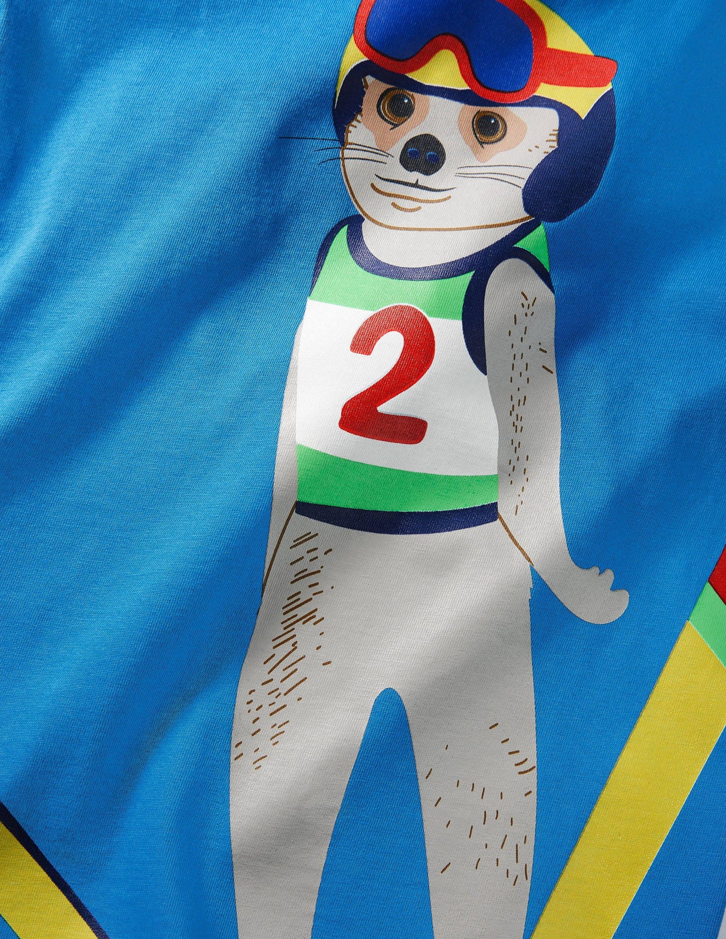 Animal Snow Sports T-shirt-Moroccan Blue Skiing Meerkat