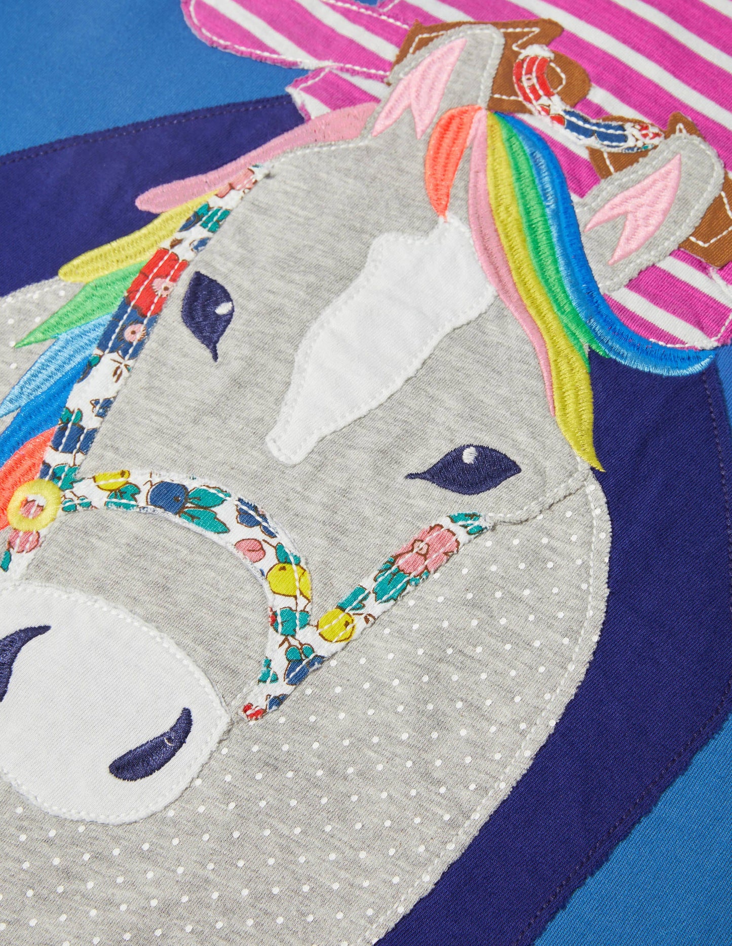 Big Appliqué Jersey Dress-Elizabethan Blue Horse