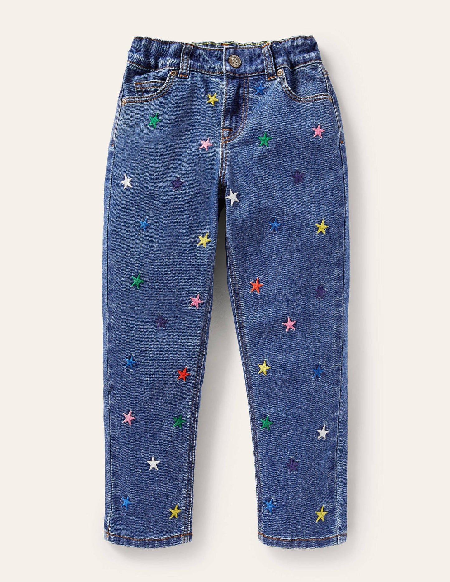 Girlfriend Jeans-Mid Vintage Embroidered Stars