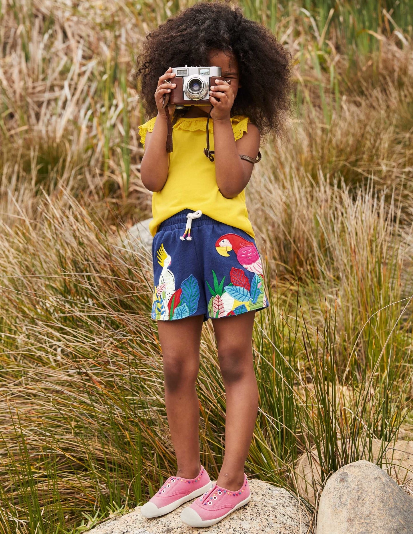 Appliqué Jersey Shorts-Starboard Blue Birds