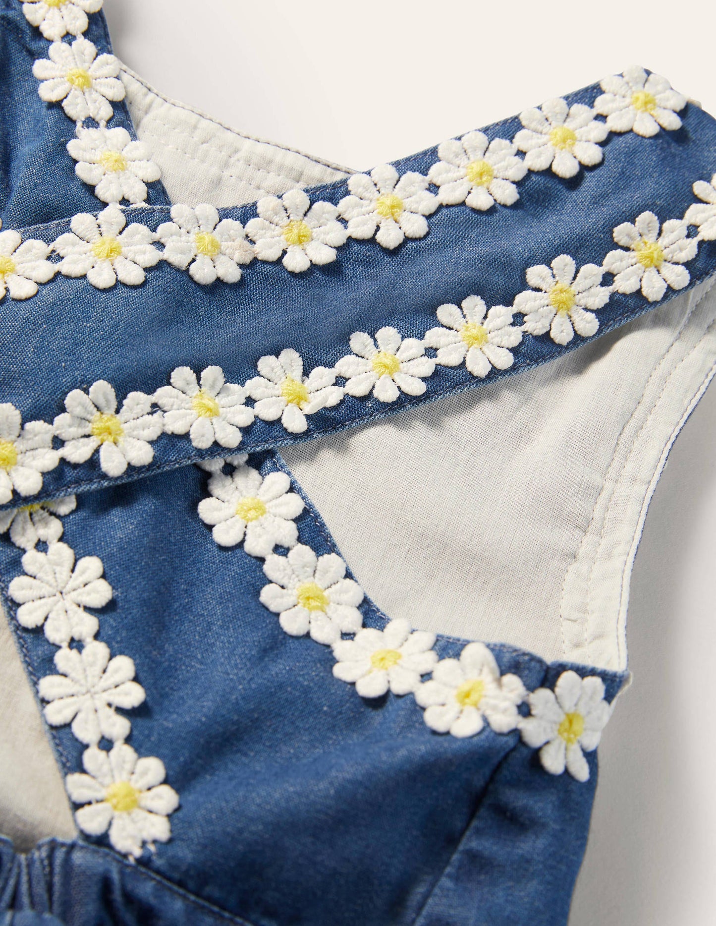 Cross-back Woven Top-Chambray Daisy Chain