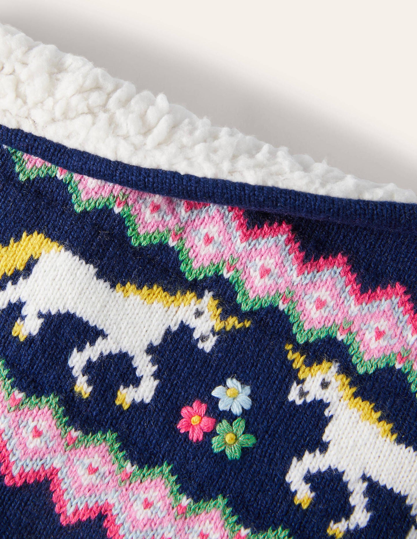 Cosy Fair Isle Snood-College Navy Unicorns