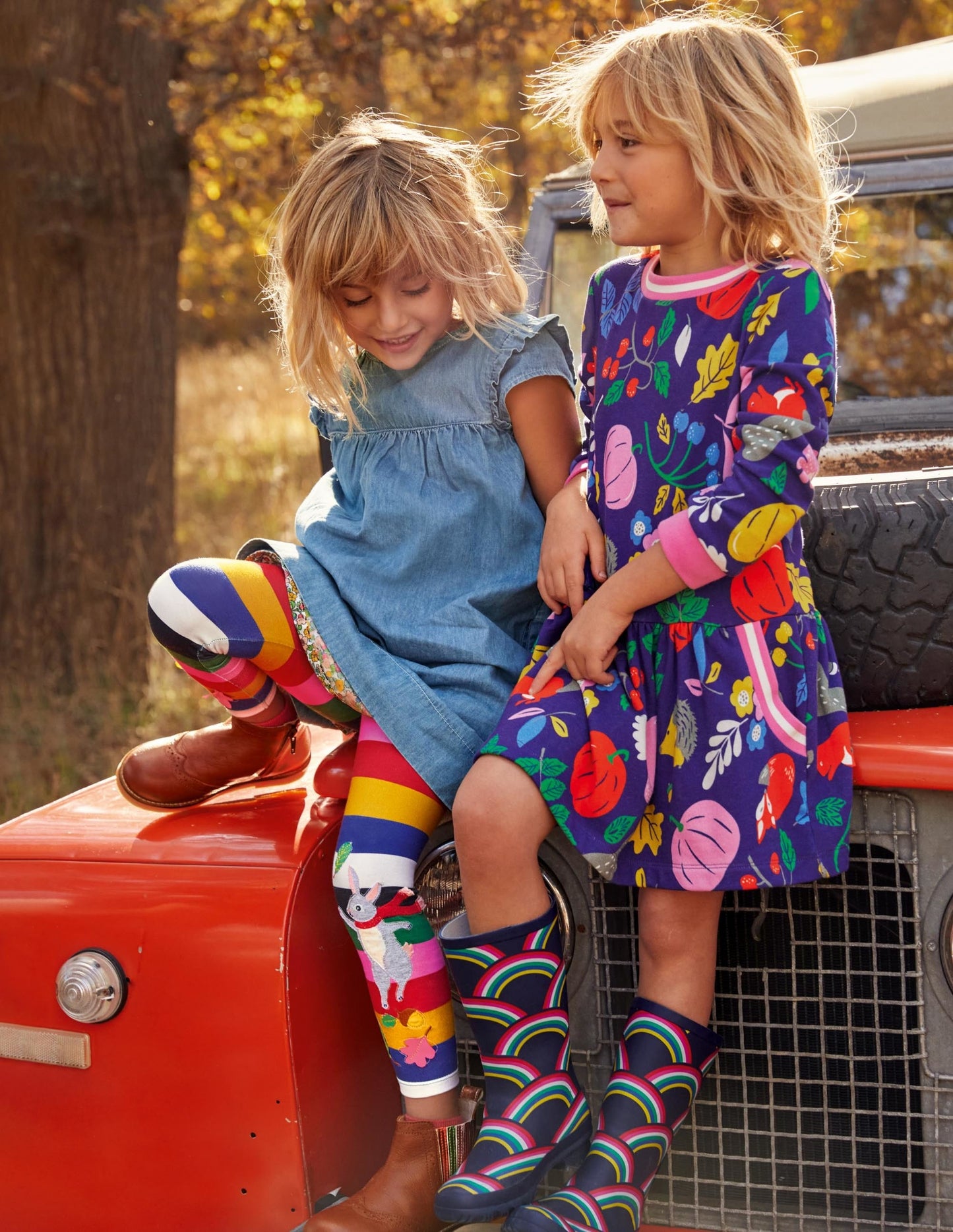Cosy Printed Sweatshirt Dress-Starboard Blue Forest Friends