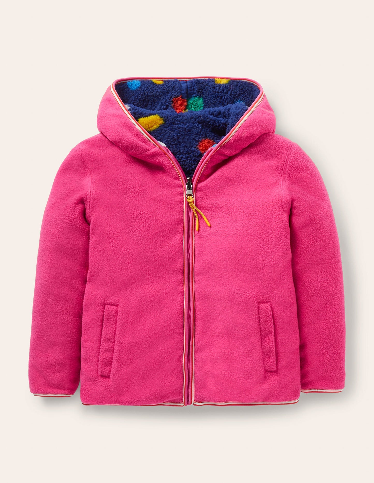 Cosy Reversible Fleece Hoodie-Starboard Blue Multi Spot