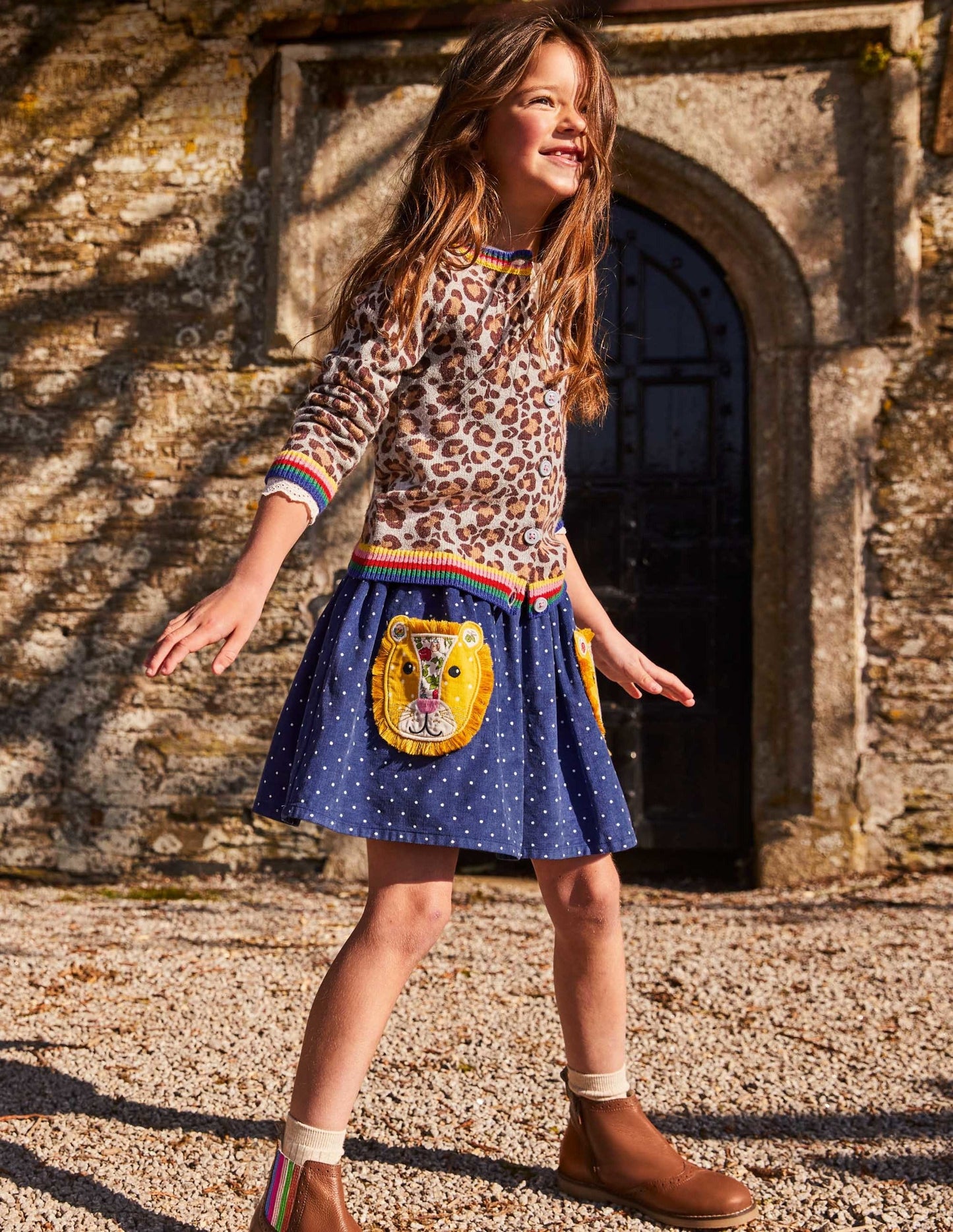 Cord Appliqué Skirt-Starboard Blue Lion