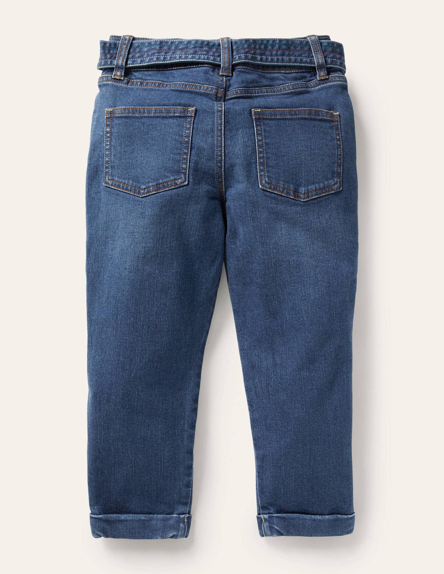 Mini-me Rainbow Tie Waist Jean-Mid Vintage Denim