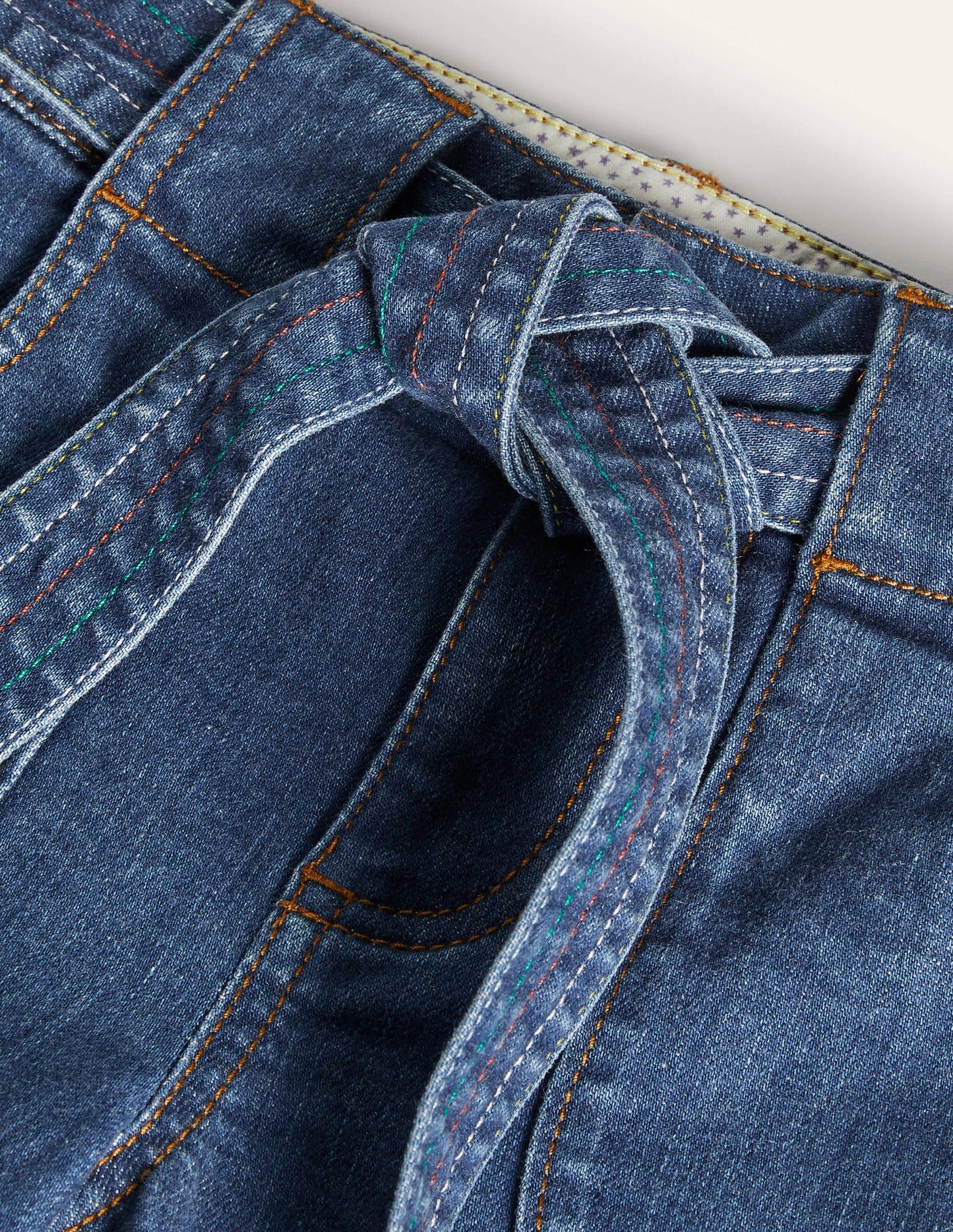 Mini-me Rainbow Tie Waist Jean-Mid Vintage Denim