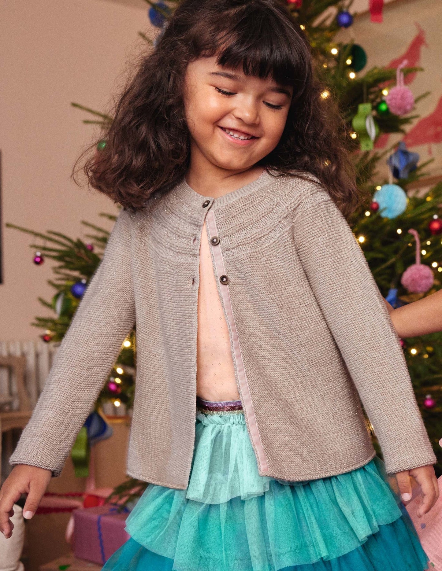 Cotton Cashmere Mix Cardigan-Gold Sparkle