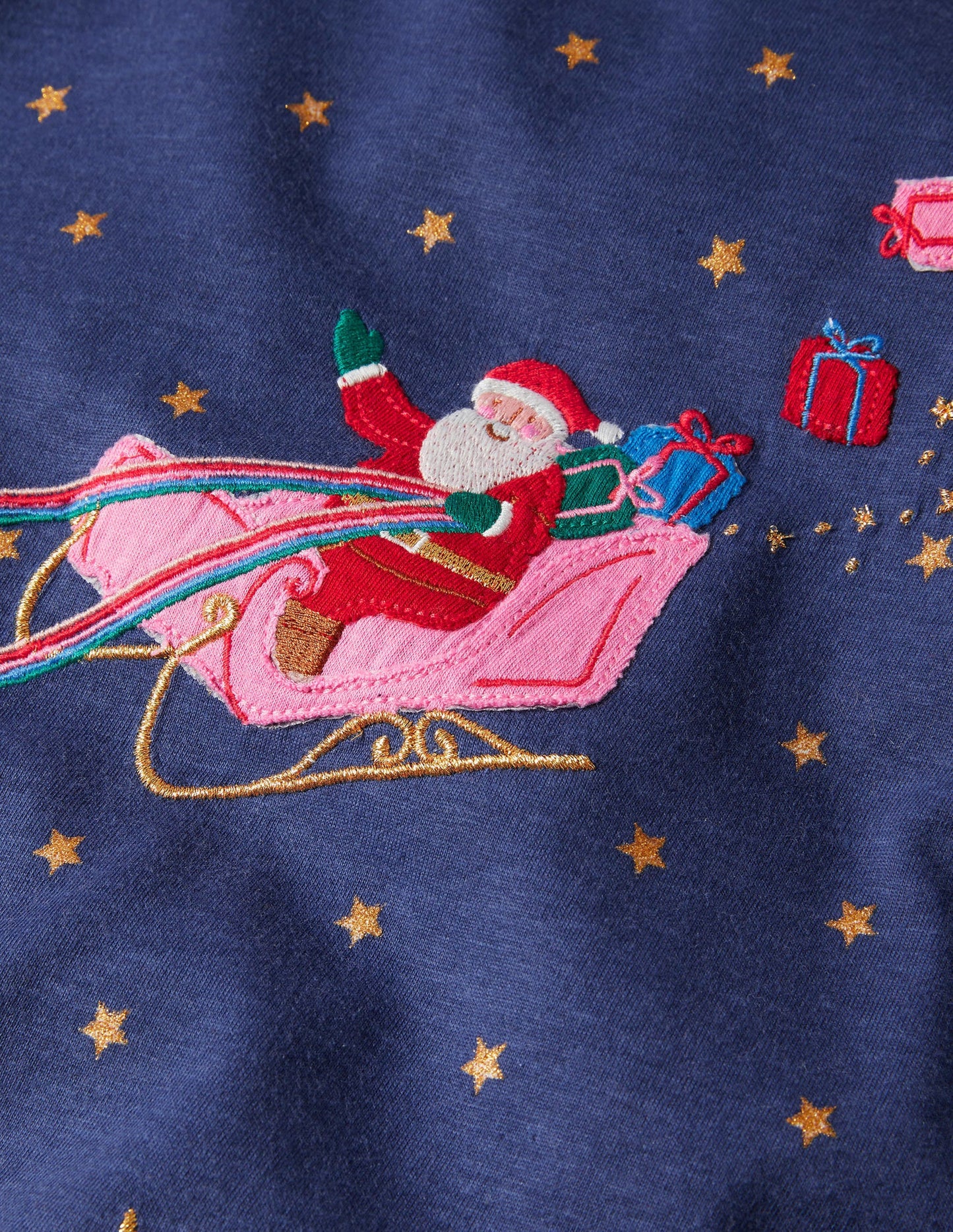 Big Appliqué Jersey Dress-Navy Father Christmas