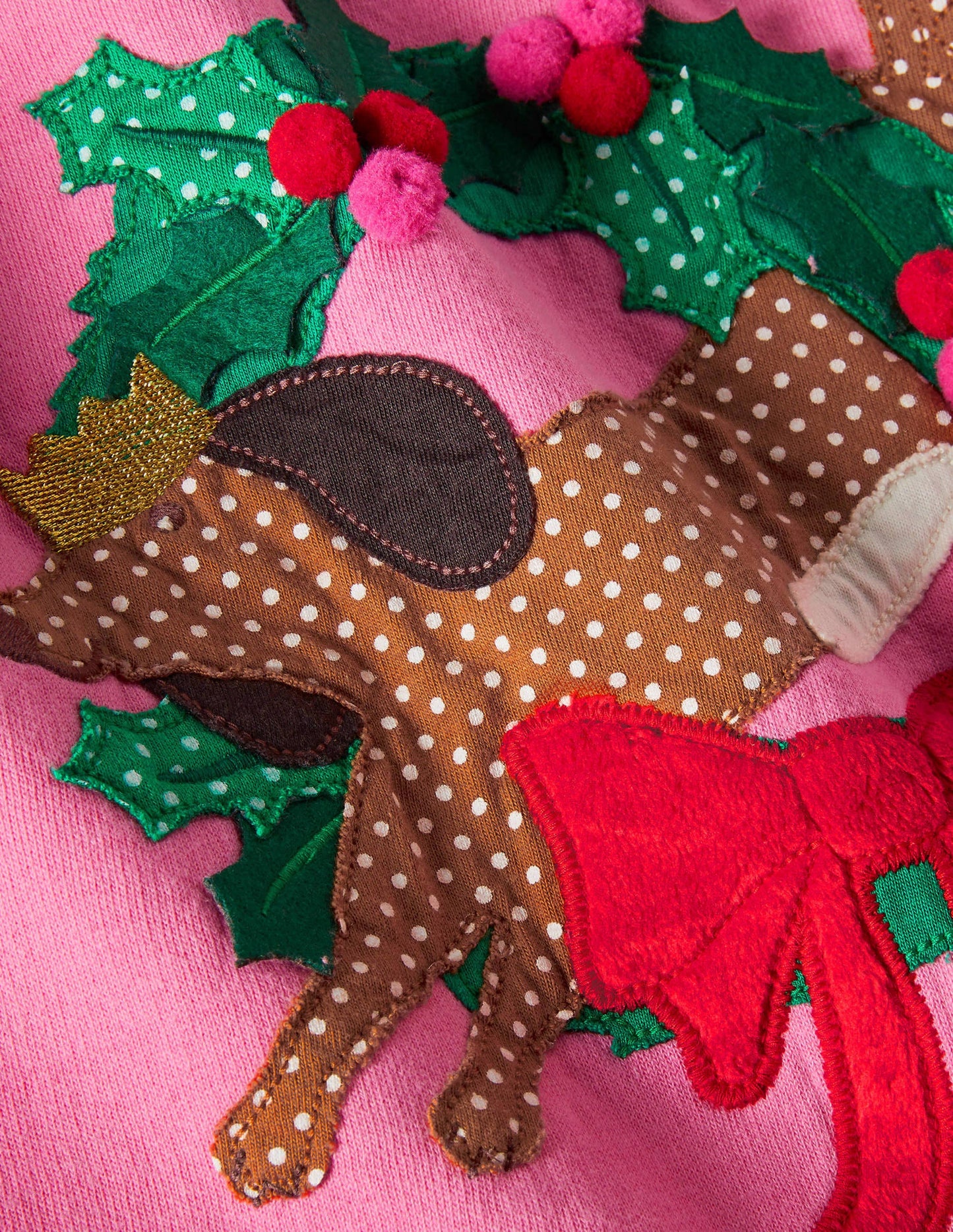 Cosy Appliqué Sweatshirt-Bright Petal Pink Sausage Dog