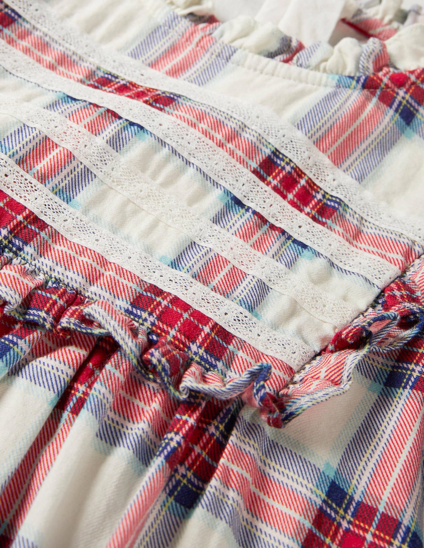 Nostalgic Ruffle Dress-Ivory/ Rockabilly Red Check
