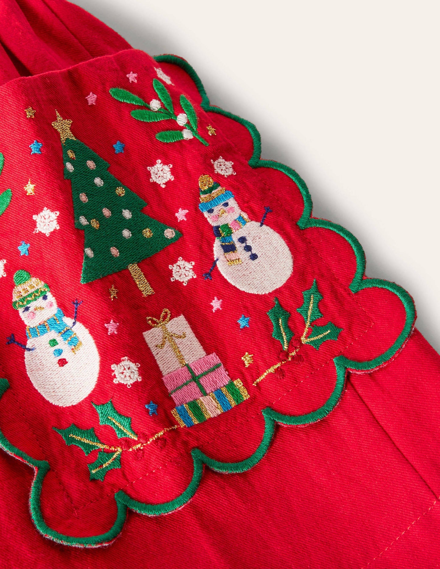 Embroidered Pocket Skirt-Rockabilly Red Festive