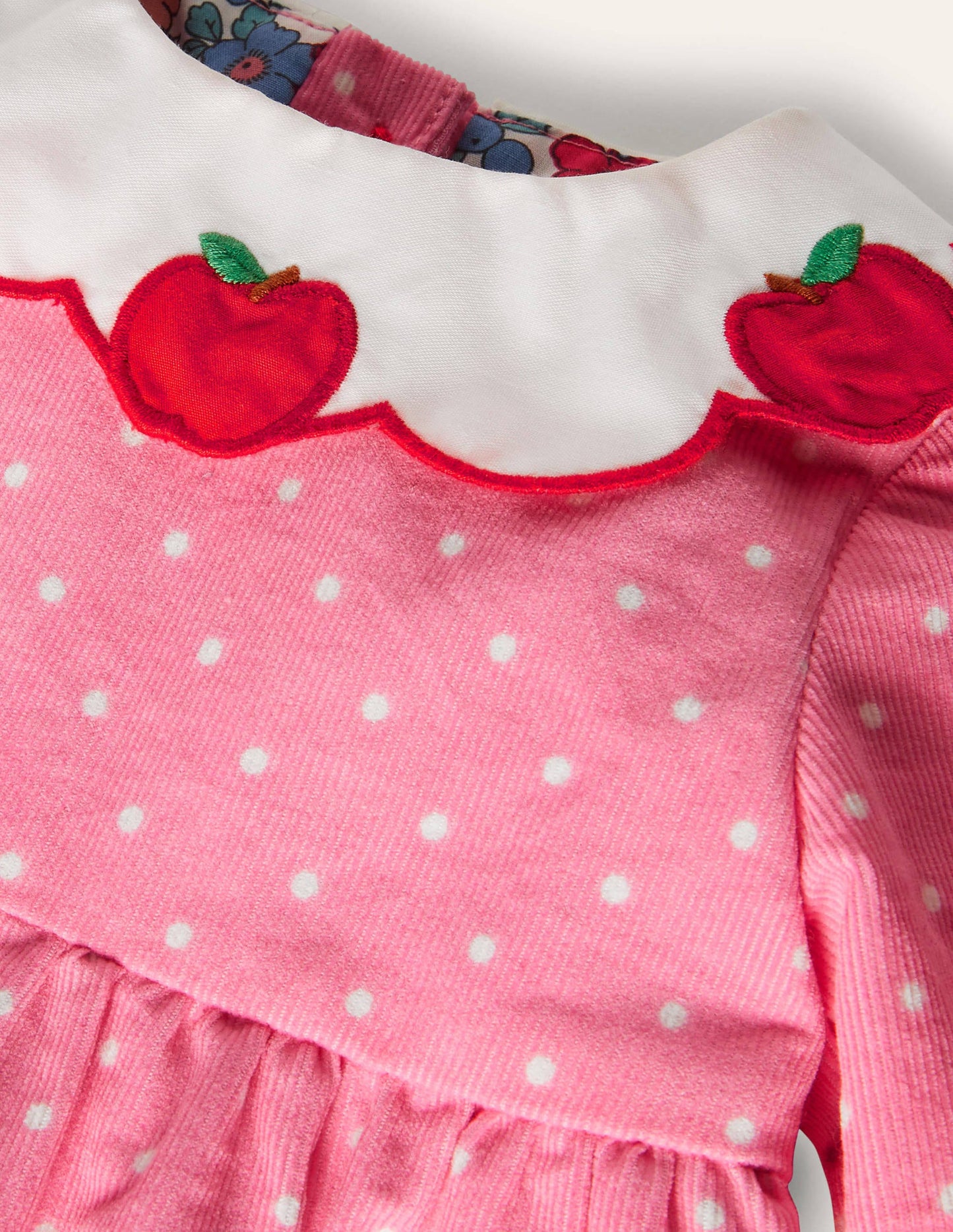 Apple Collar Cord Dress-Formica Pink Pin Spot