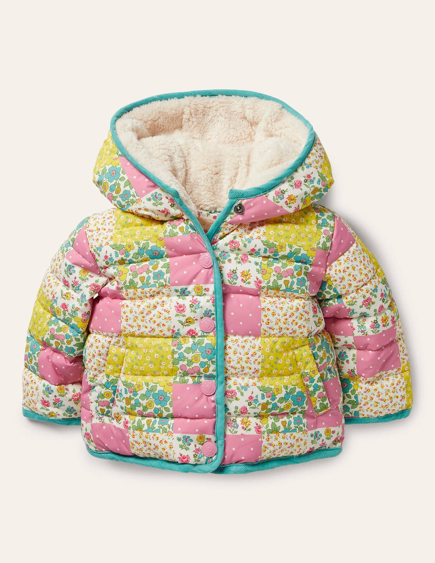 Padded Jacket-Multi Floral Patchwork