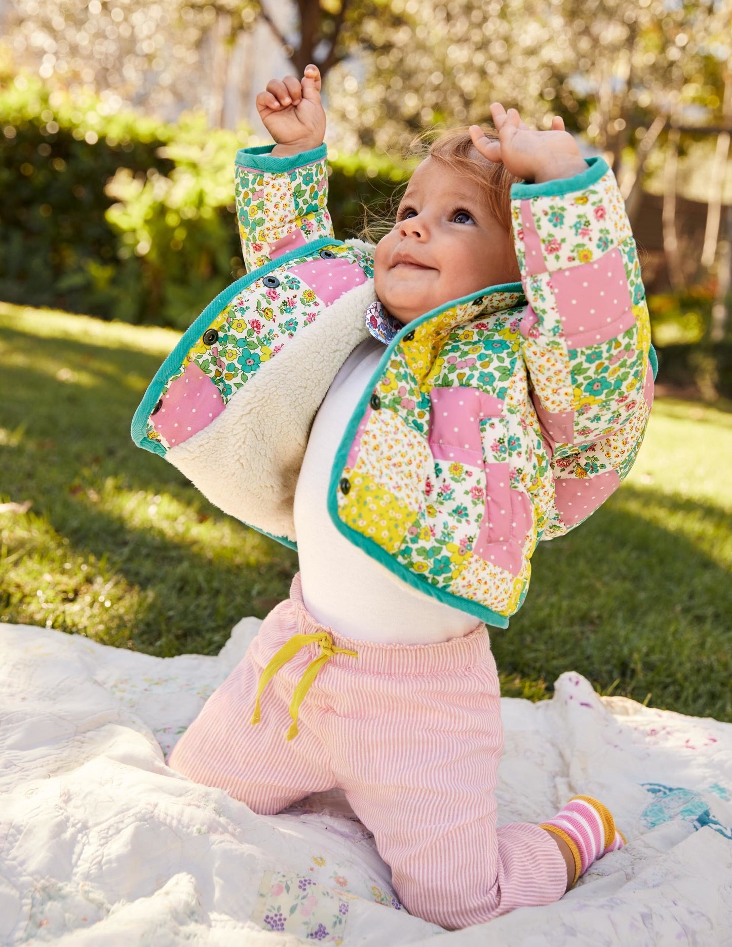 Padded Jacket-Multi Floral Patchwork