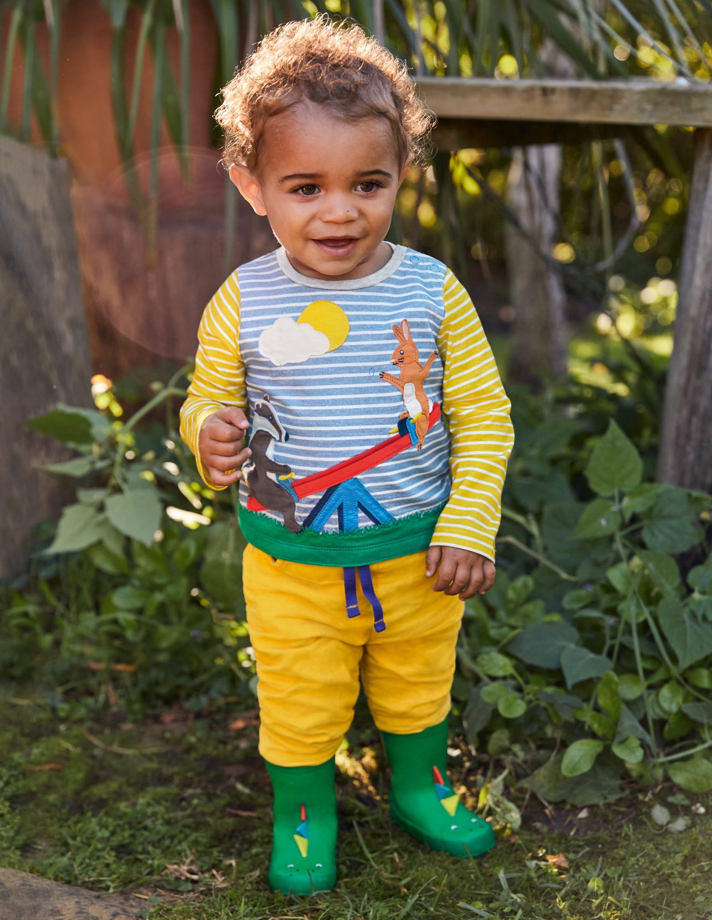 Big Appliqué T-shirt-Surfboard Blue/Ivory Seesaw