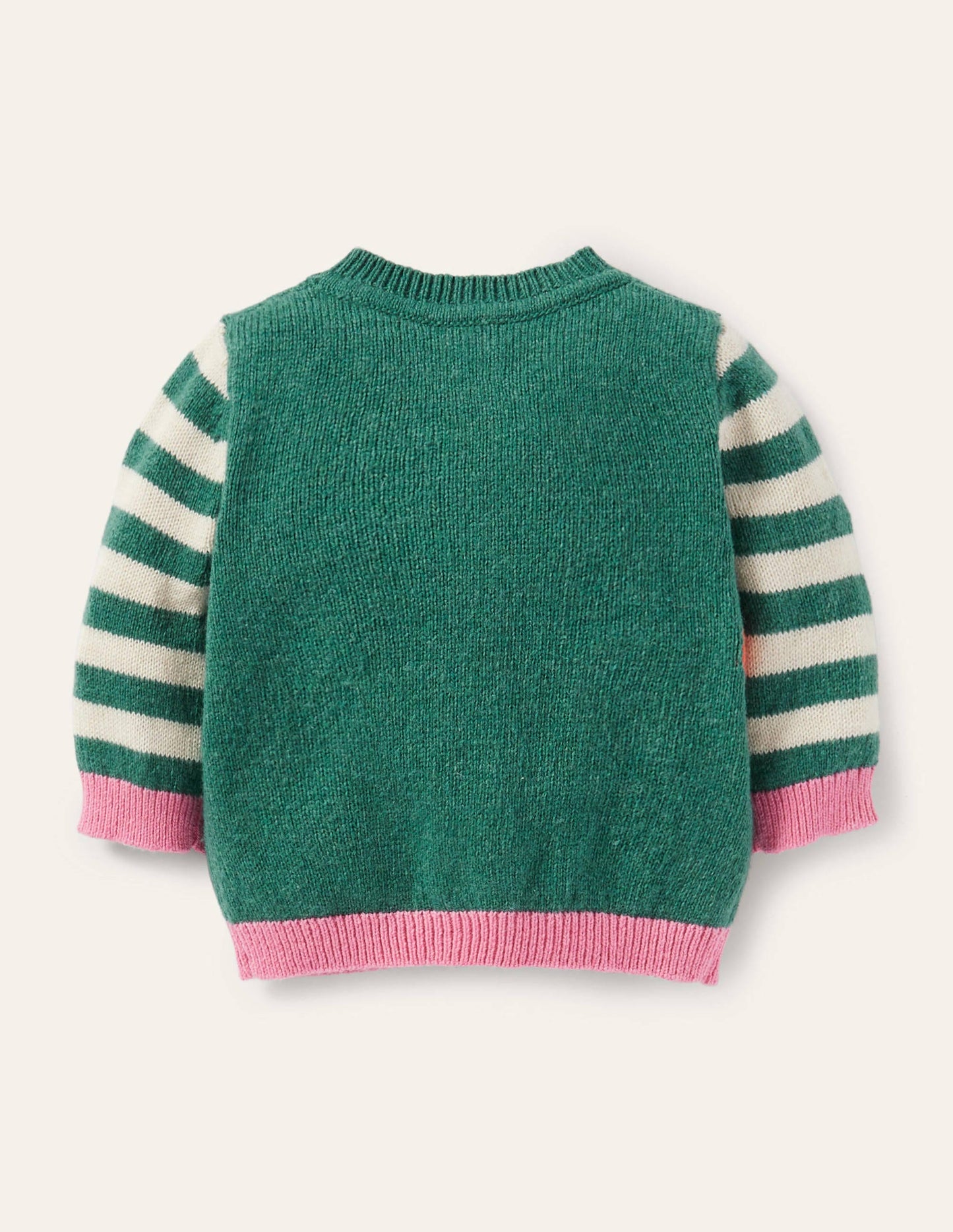Animal Logo Cardigan-Ivory/Sardinia Green Squirrel