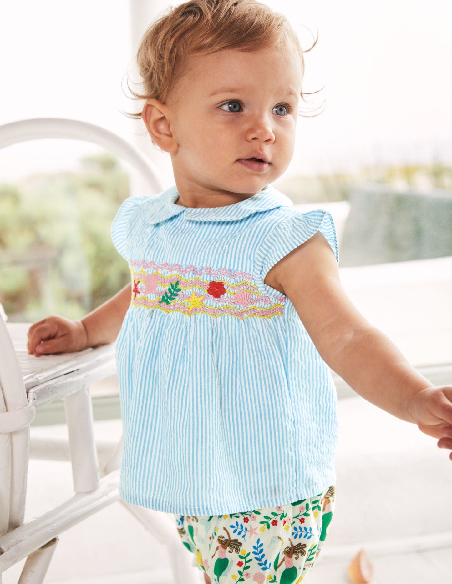 Woven Short Set-Ivory Mermaid Garden
