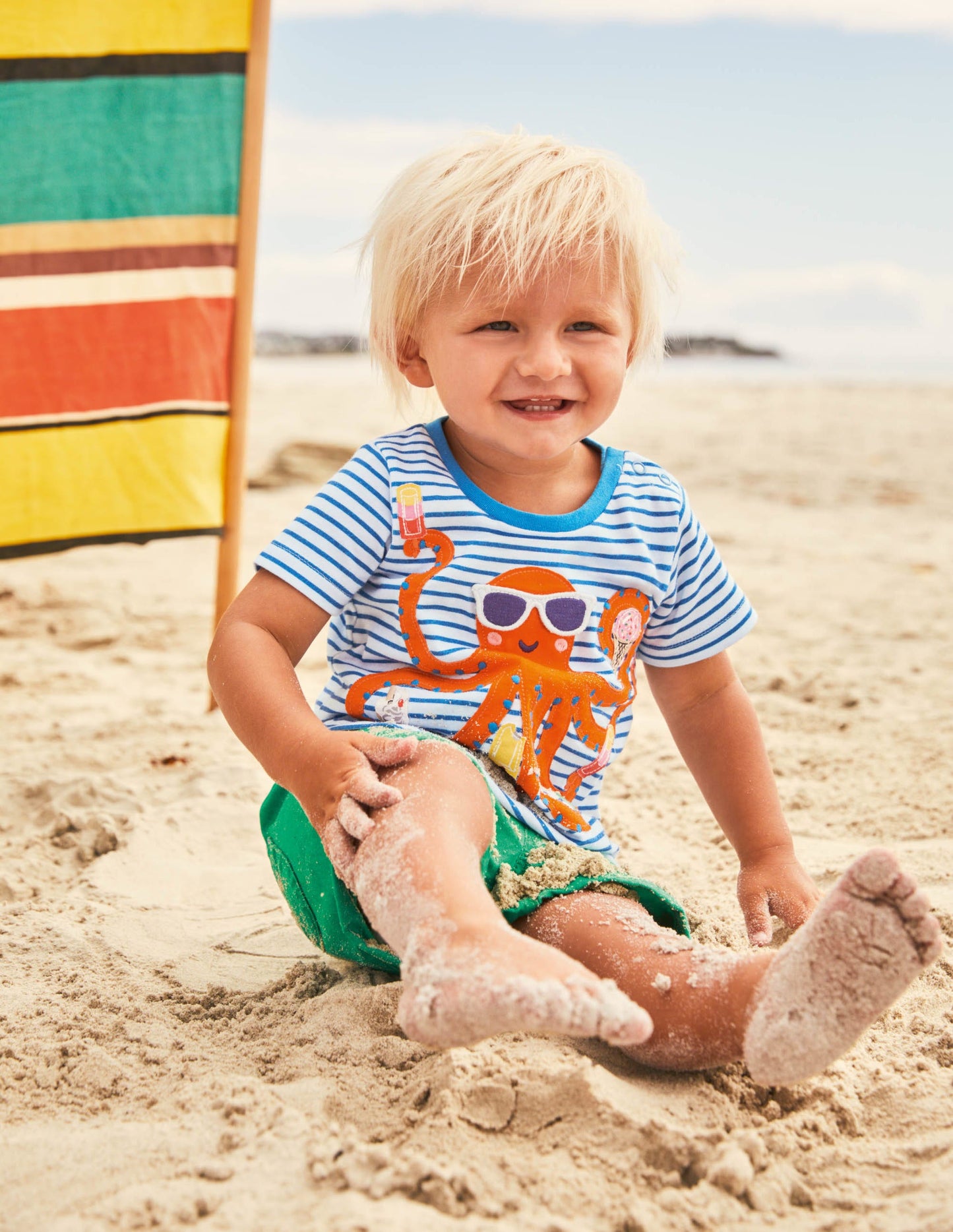 Animal Adventures Flap T-shirt-Ivory/Moroccan Blue Octopus