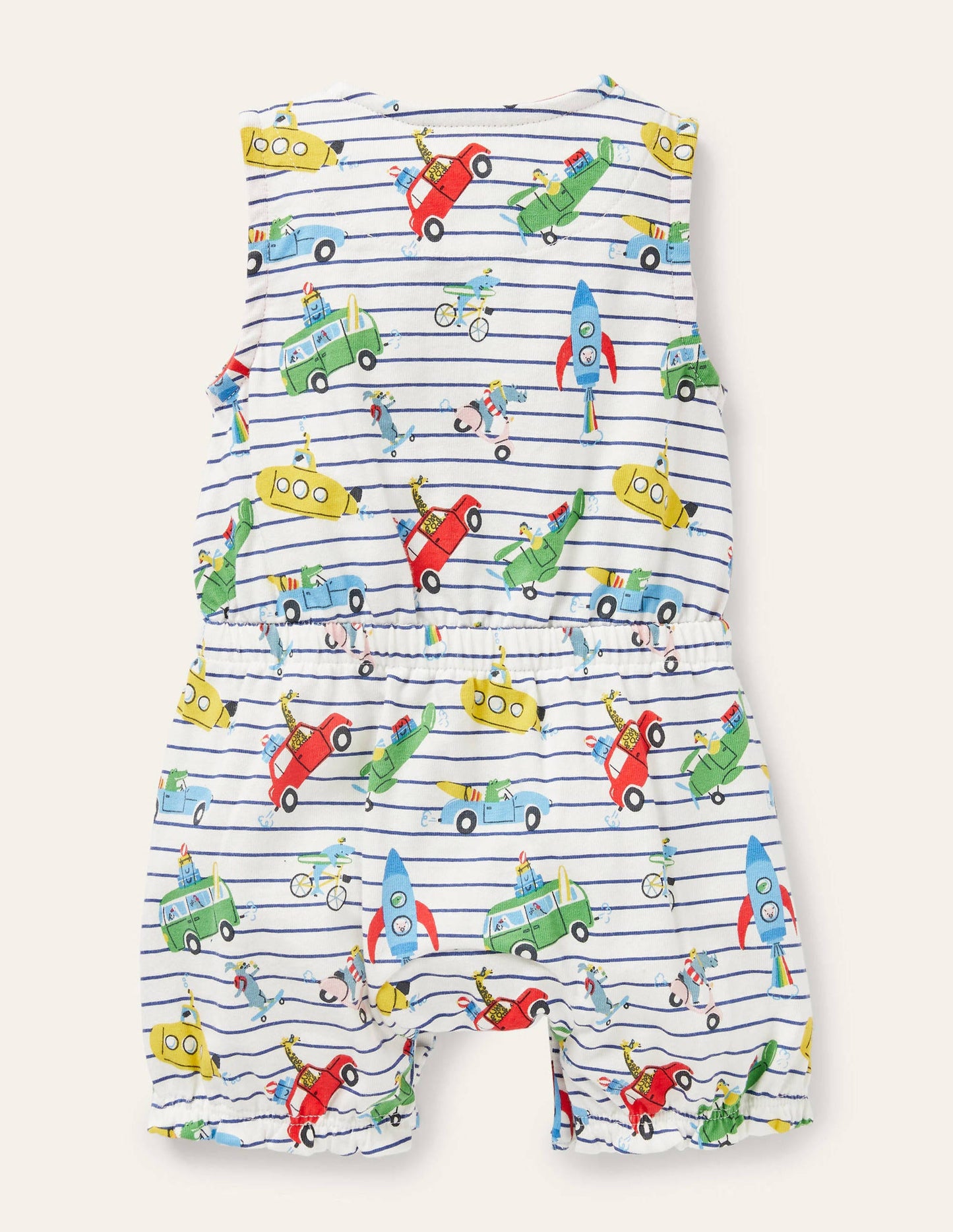 Animal Adventures Romper-Ivory/Blue Animal Adventures