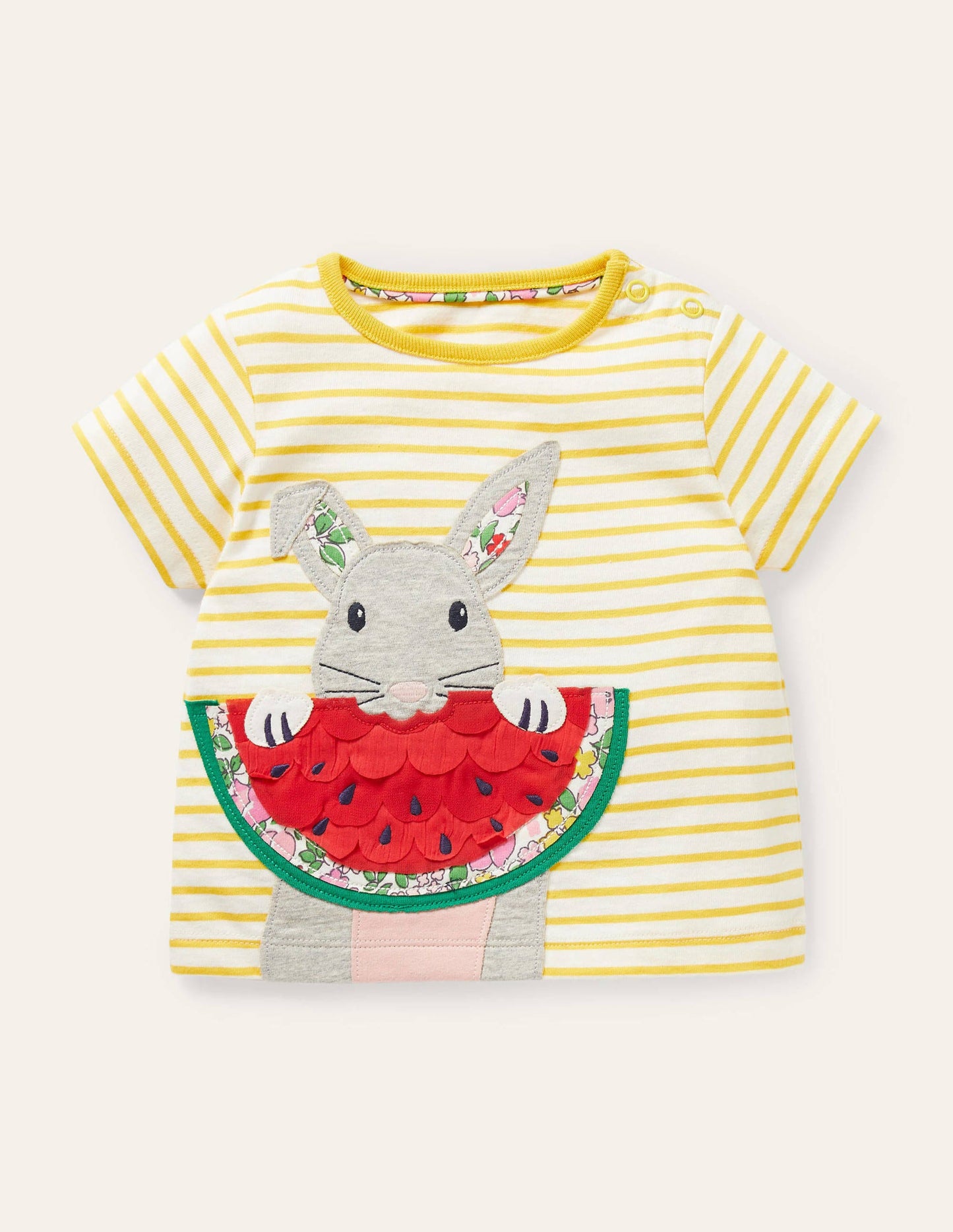 Holiday Appliqué T-shirt-Ivory/Sweetcorn Yellow Bunny