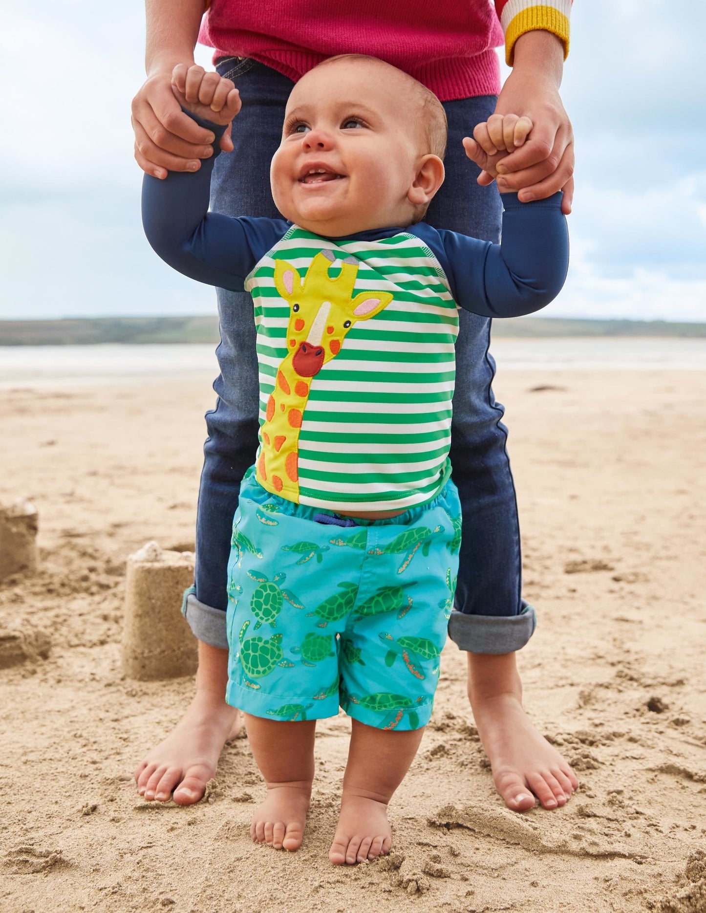 Appliqué Rash Vest-Sapling Green/Ivory Giraffe