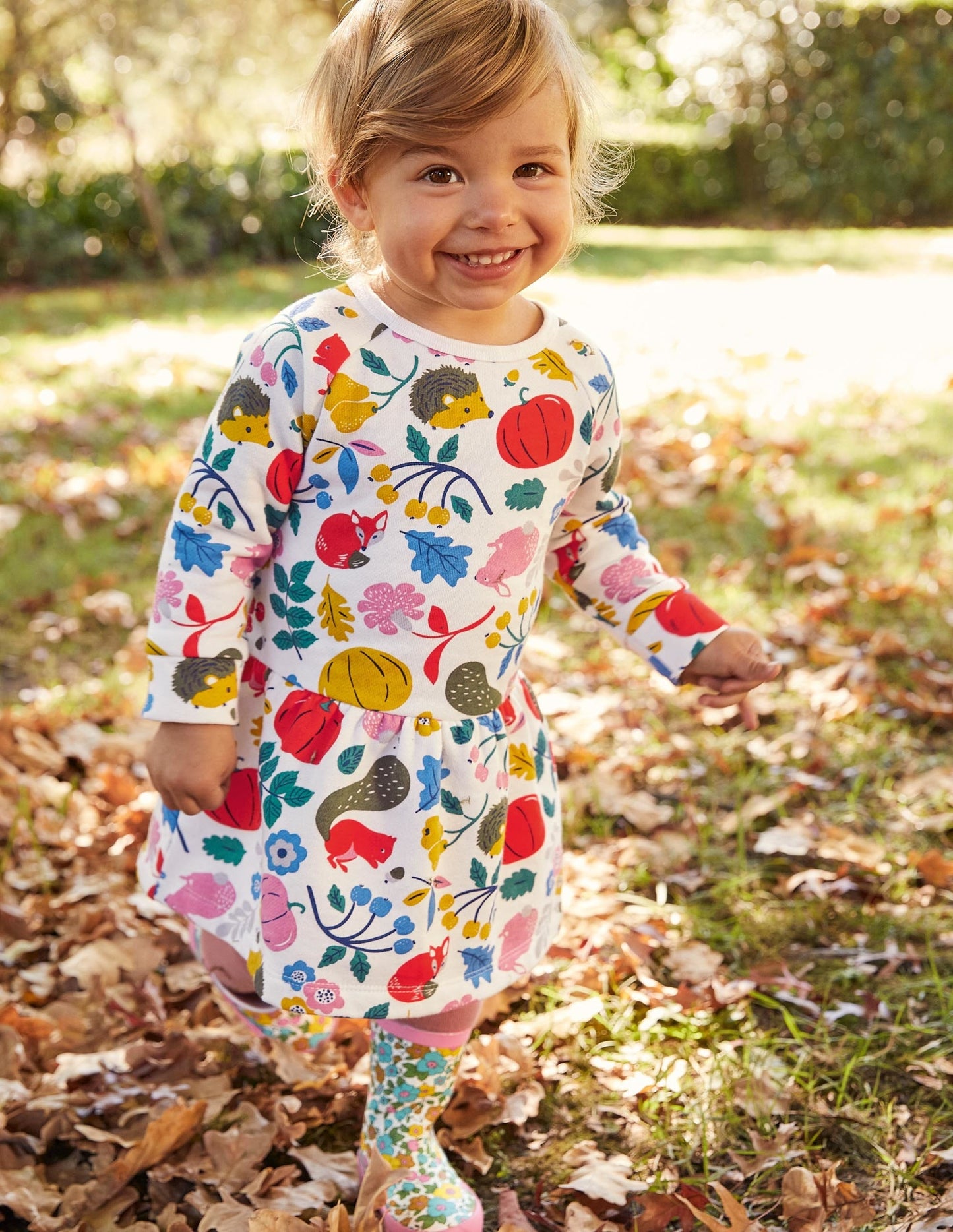 Cosy Sweatshirt Dress-Ivory Forest Friends