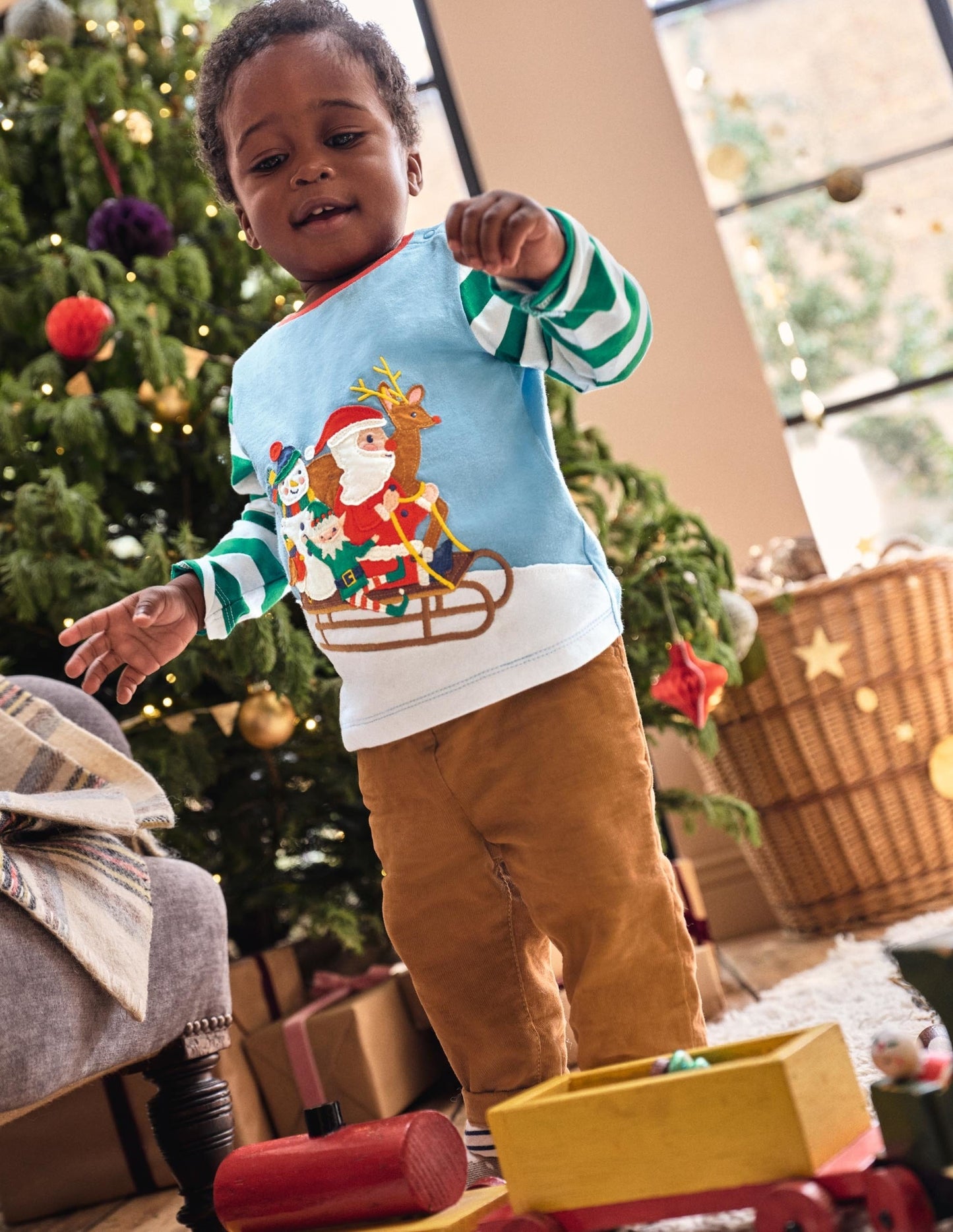 Christmas Sleigh T-shirt-Surfboard Blue Sleigh