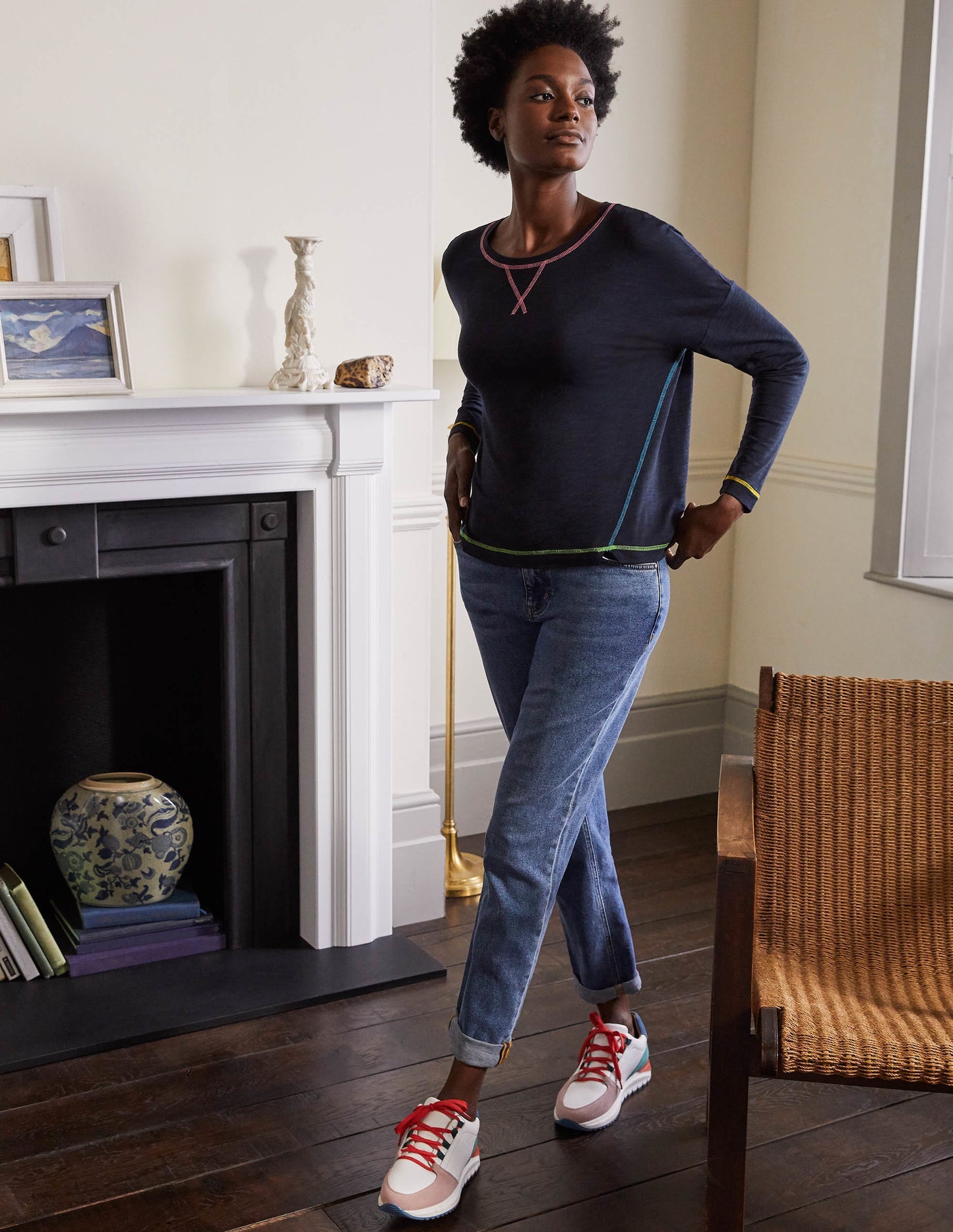 Classic Trainers-White/Cherry Red/Blue