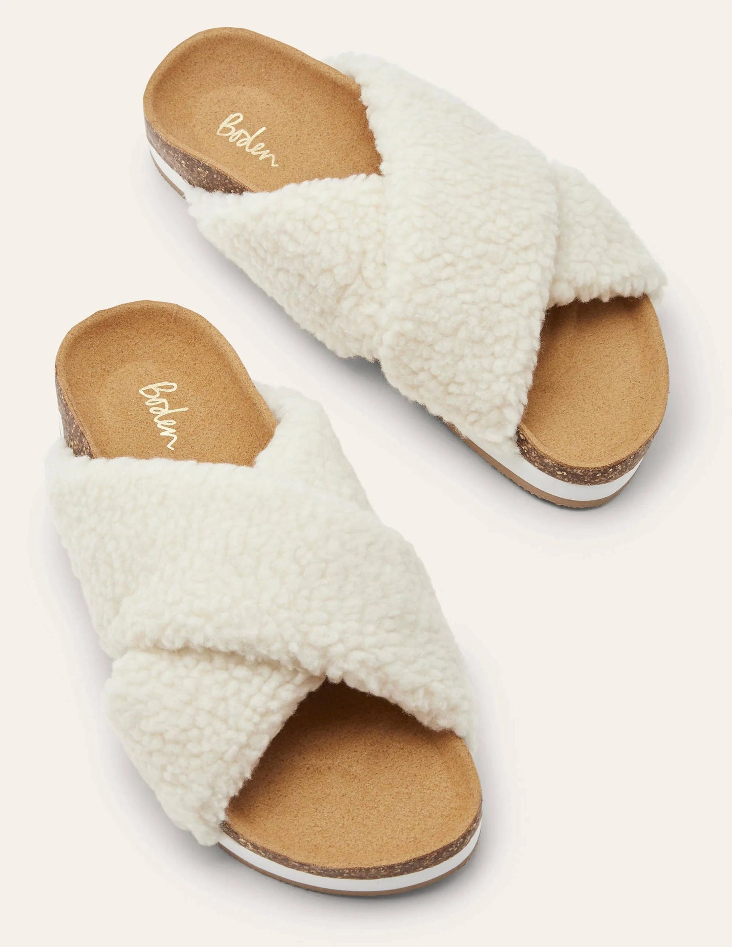 Cross Strap Sliders-Natural