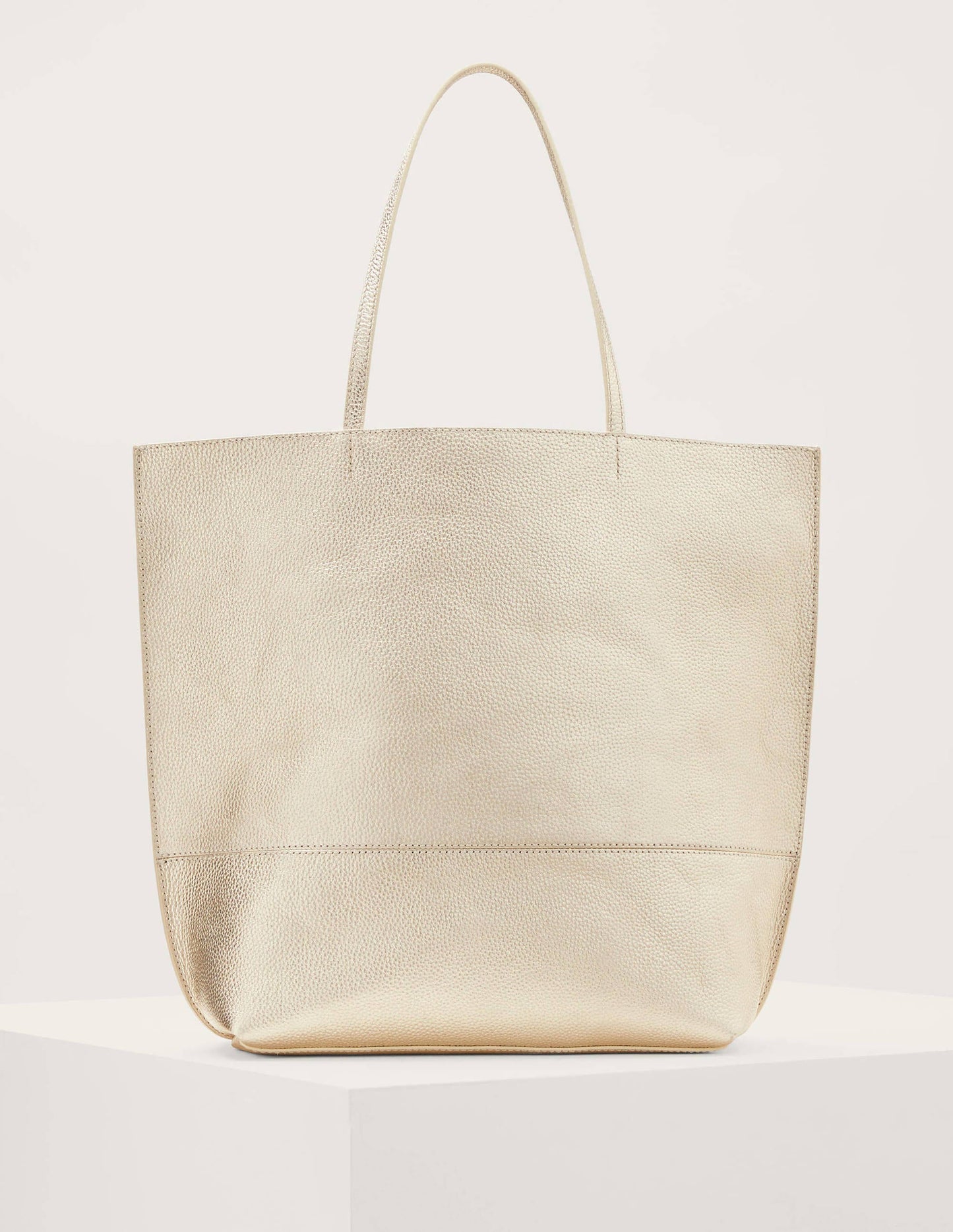 Leather Tote Bag-Pale Gold