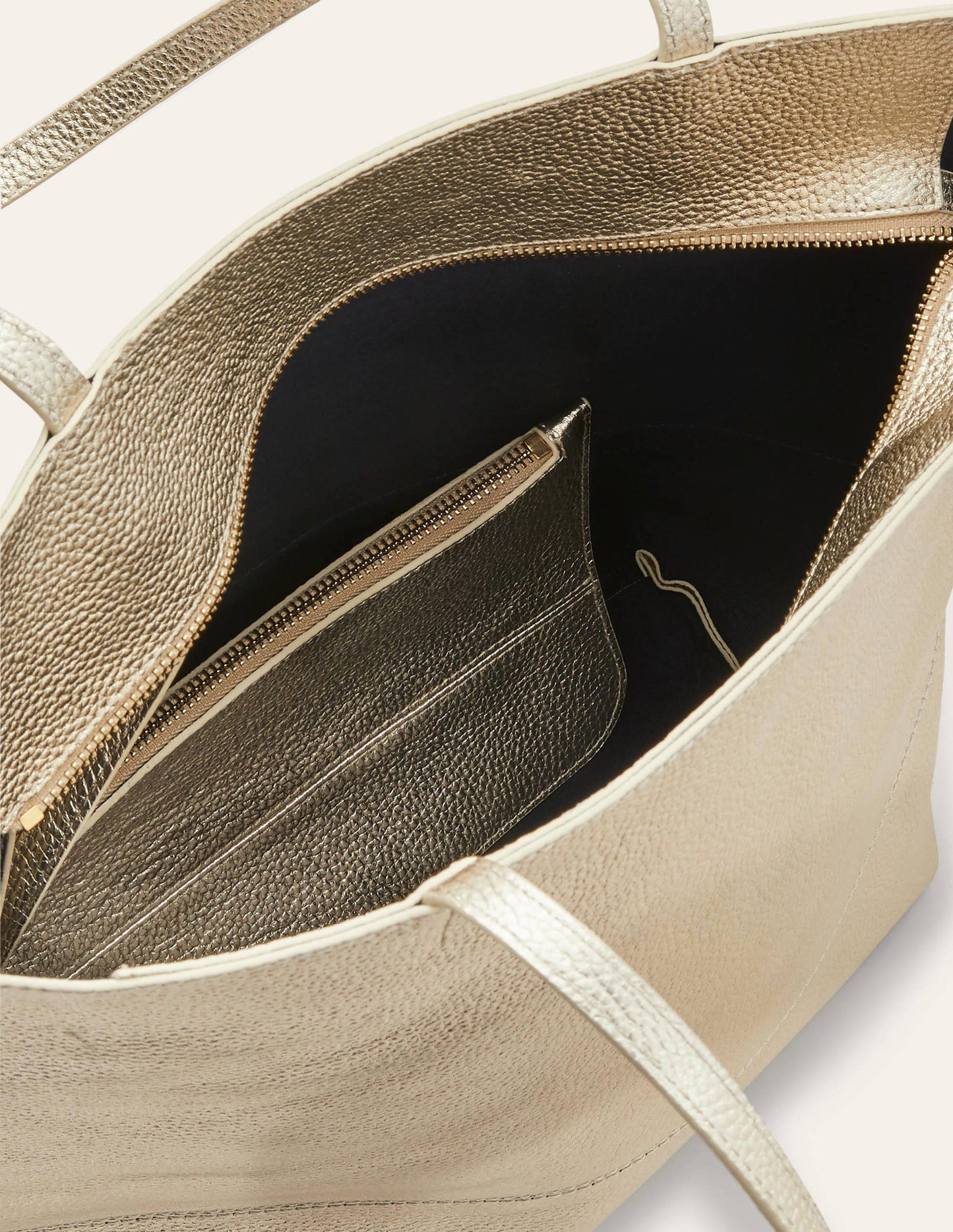 Leather Tote Bag-Pale Gold