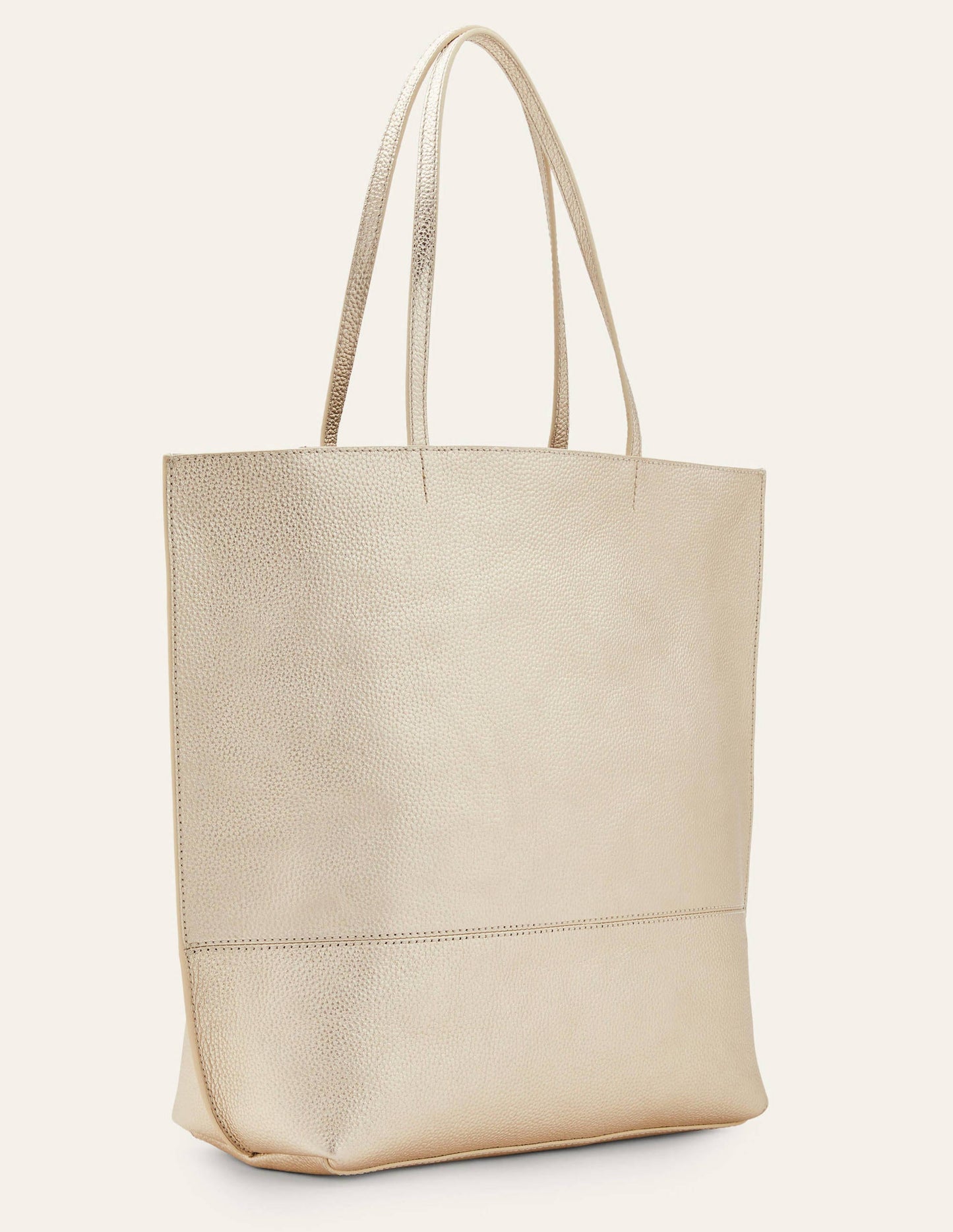 Leather Tote Bag-Pale Gold