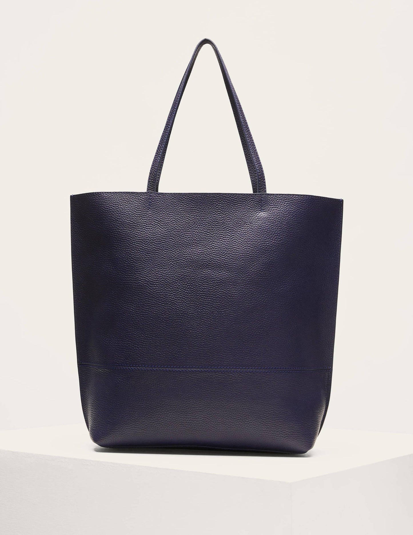 Leather Tote Bag-Navy