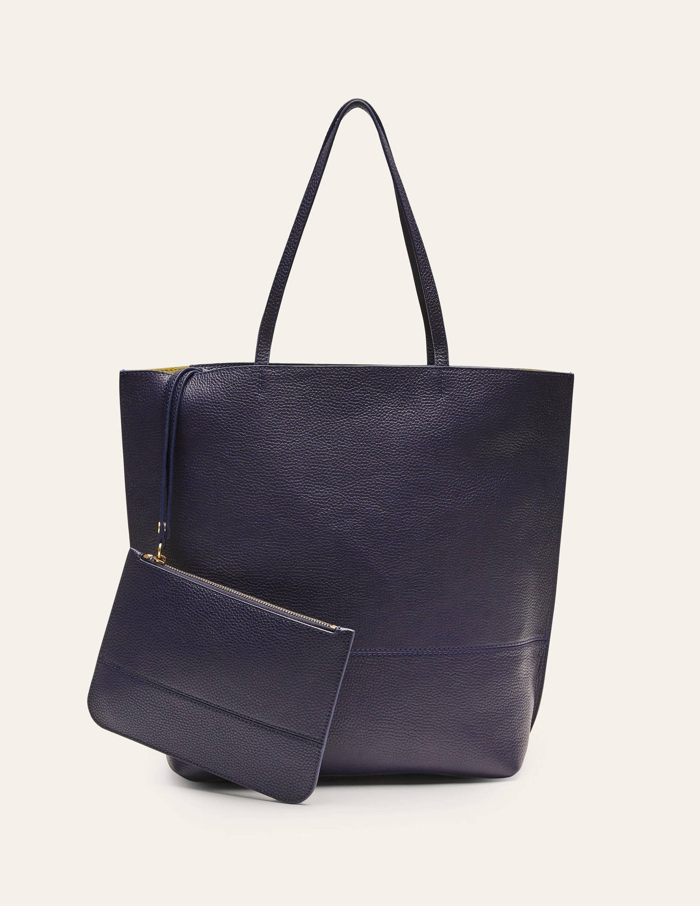 Leather Tote Bag-Navy