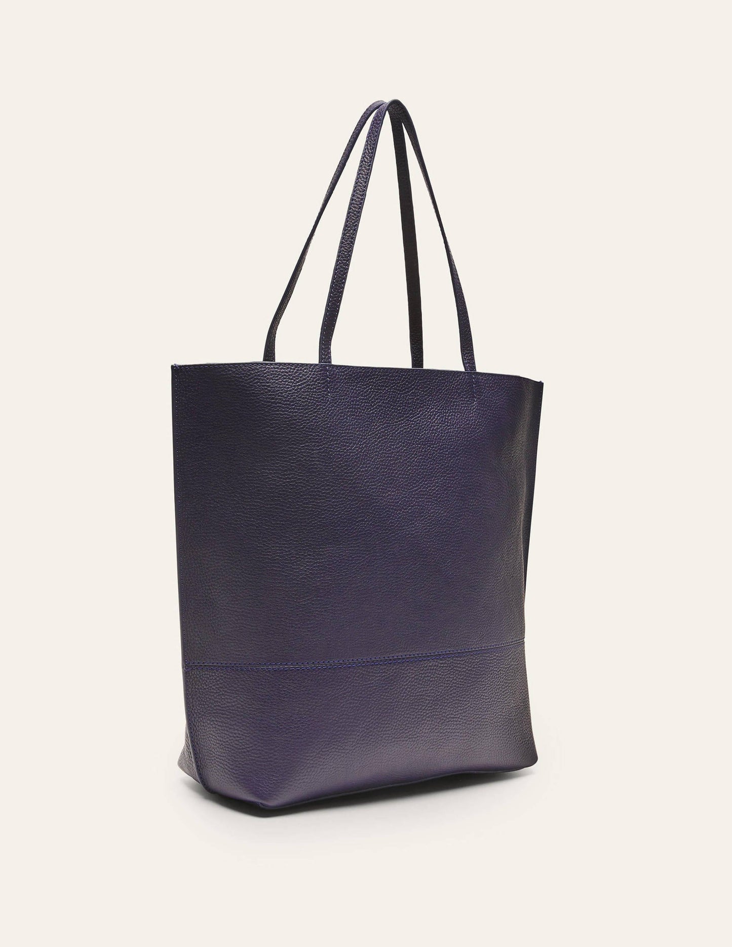 Leather Tote Bag-Navy