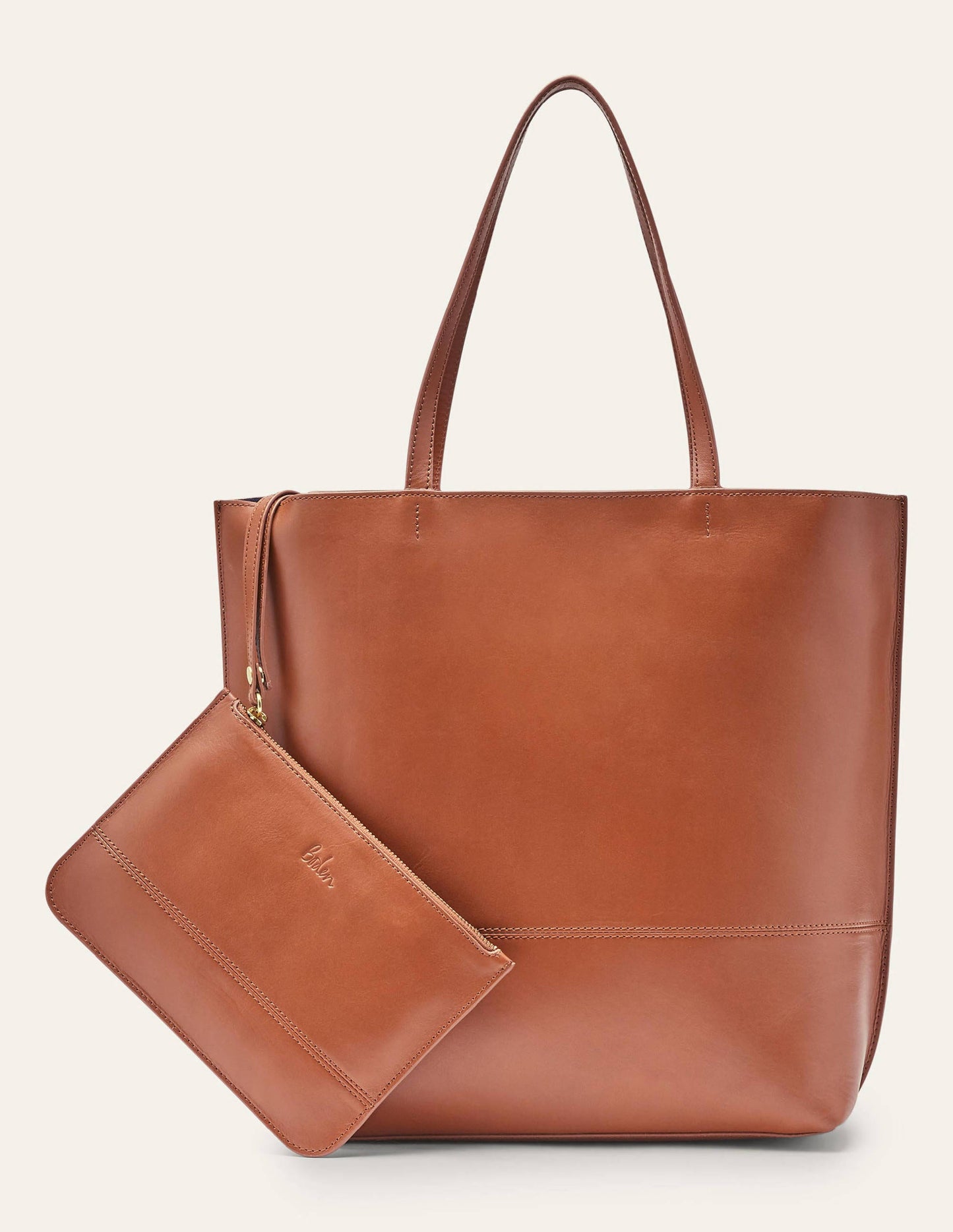 Leather Tote Bag-Tan