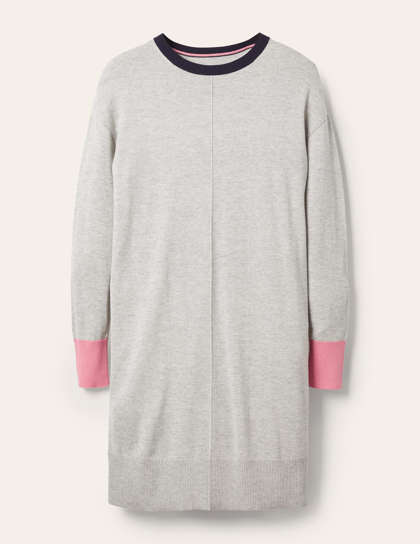 Colourblock Knitted Dress-Grey Melange